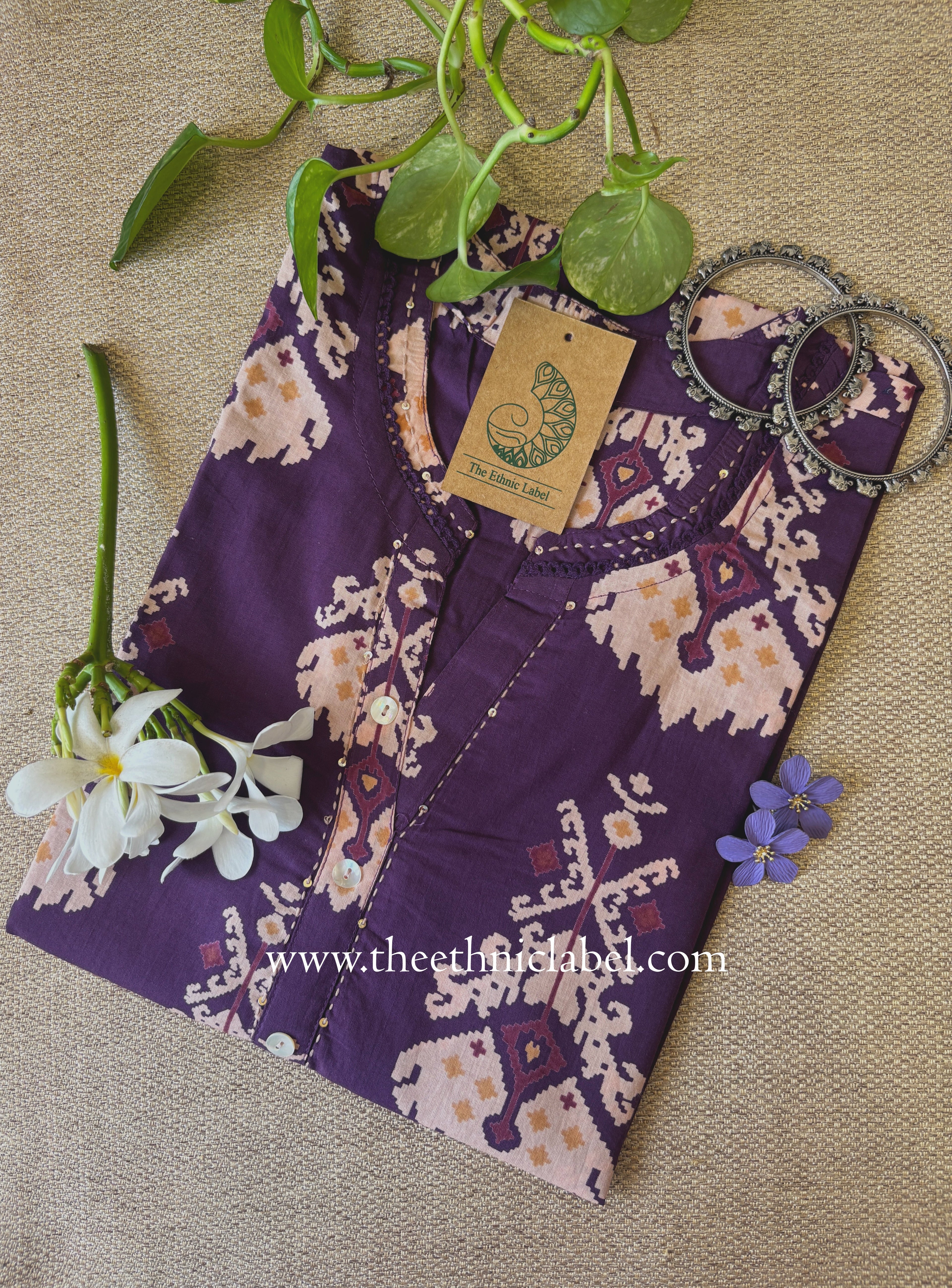 "Ruhani" Purple Printed Cotton kurta