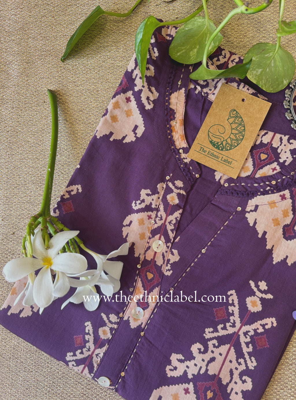 "Ruhani" Purple Printed Cotton kurta