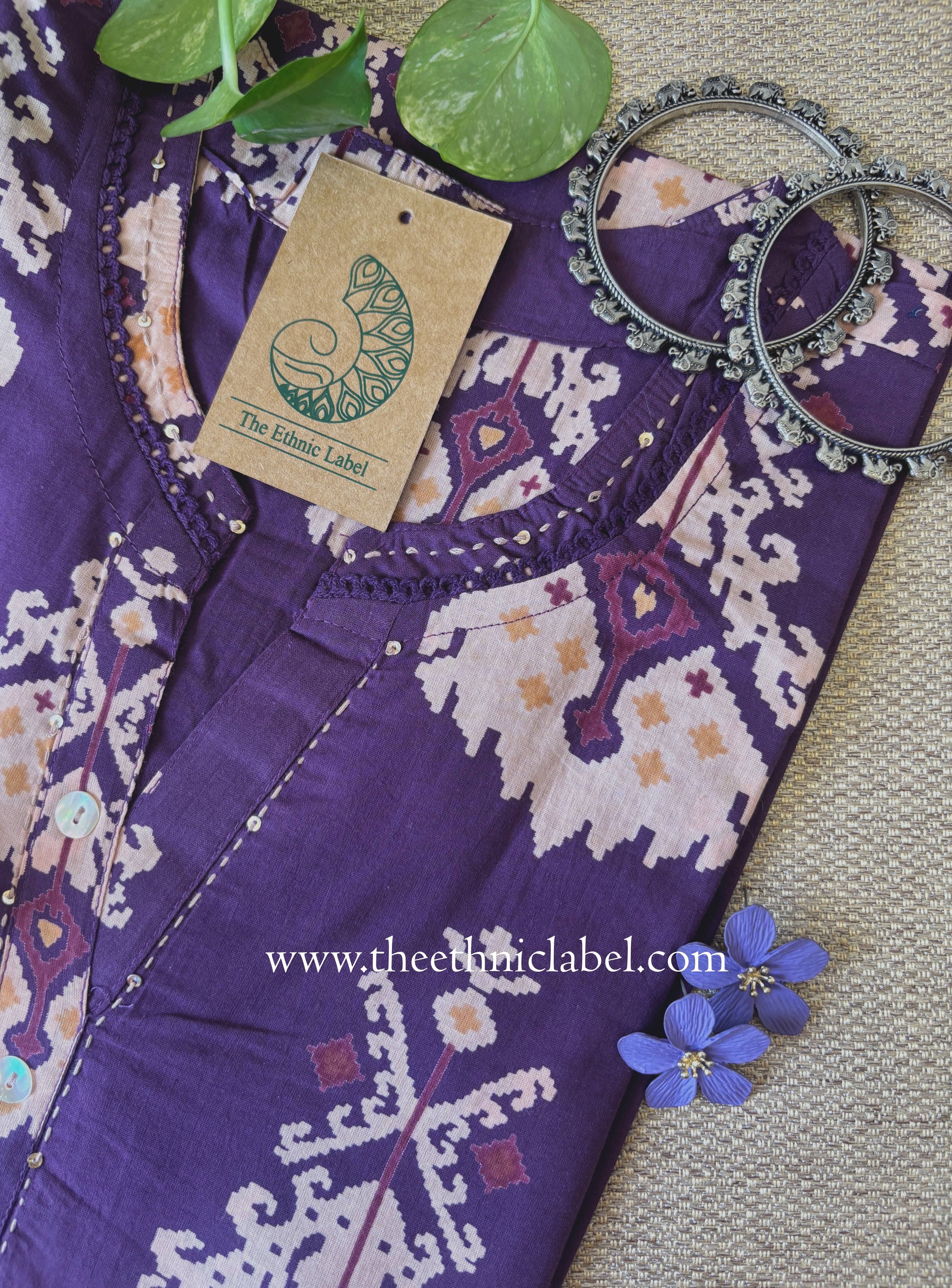 "Ruhani" Purple Printed Cotton kurta