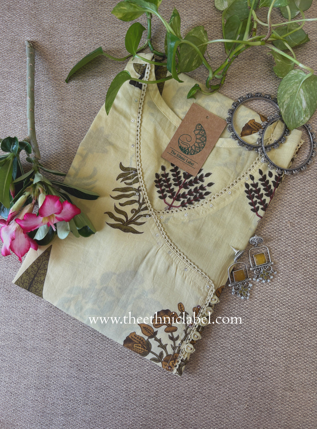 "Dharti" Cream Angrakha Cotton kurta