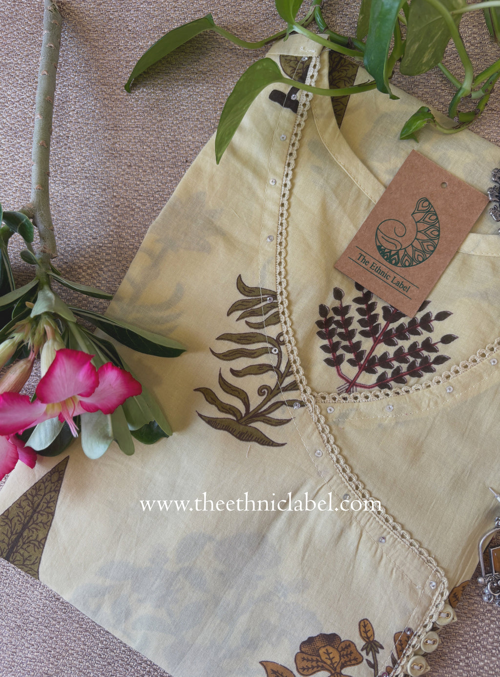 "Dharti" Cream Angrakha Cotton kurta