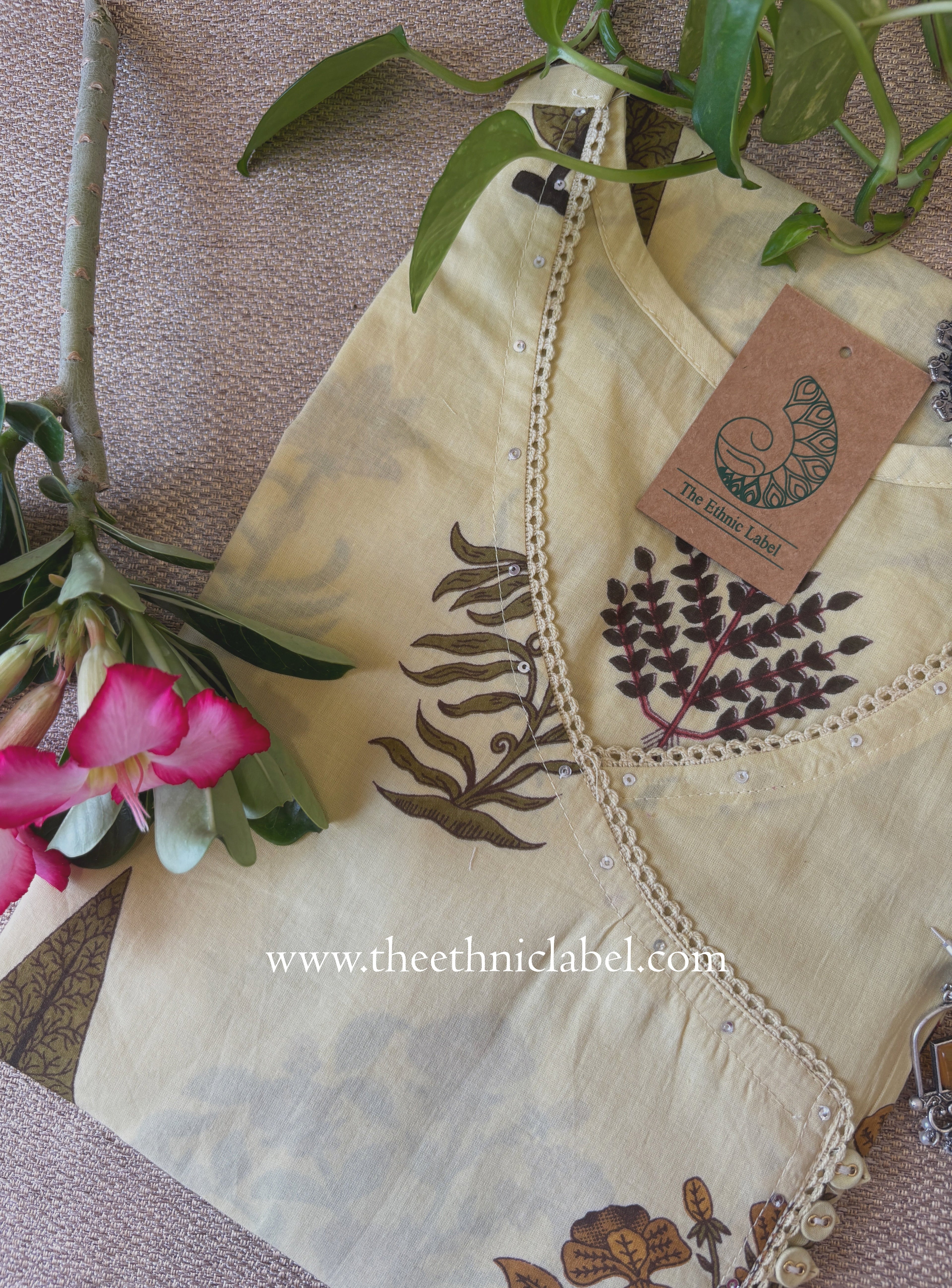 "Dharti" Cream Angrakha Cotton kurta