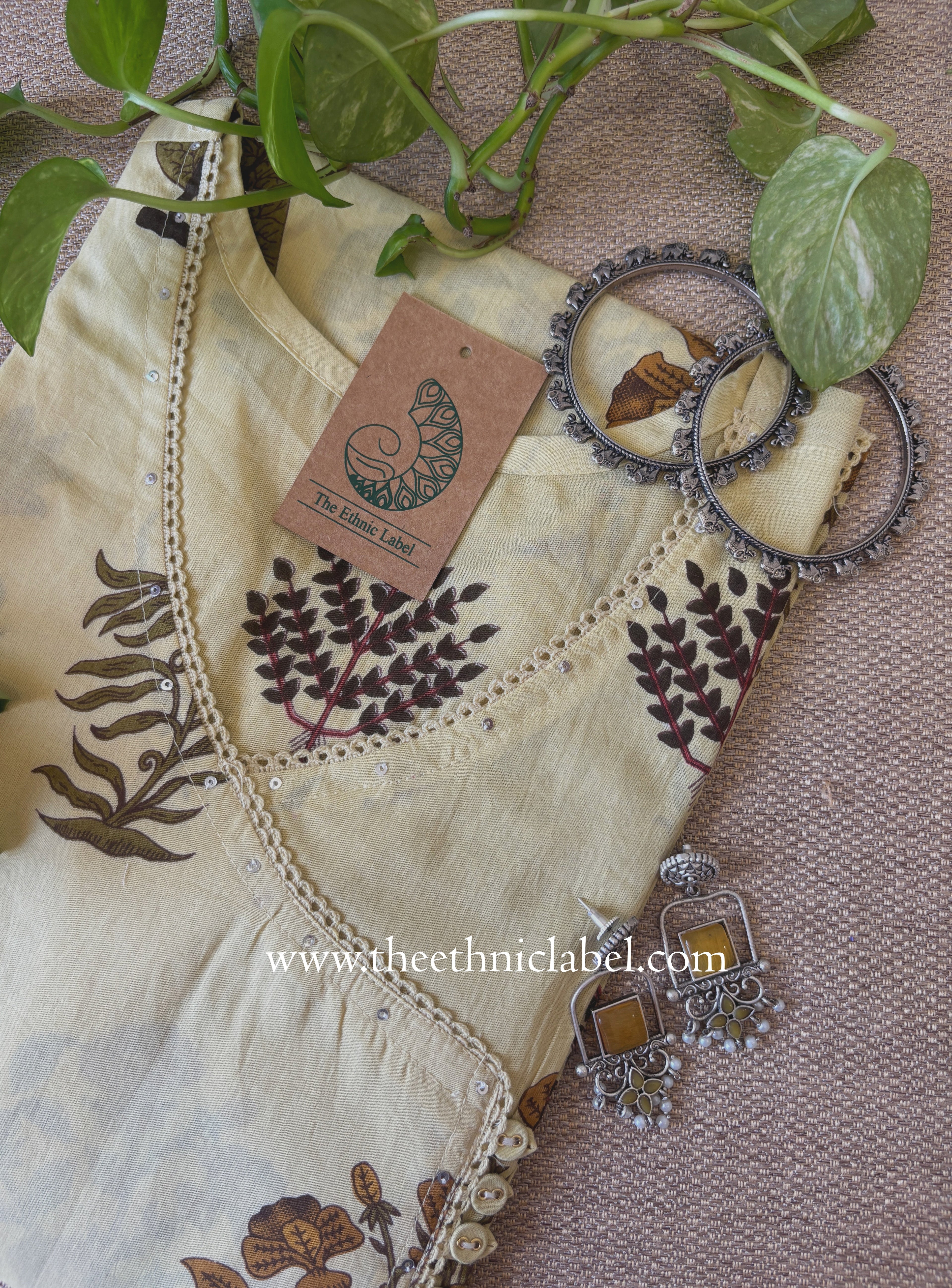 "Dharti" Cream Angrakha Cotton kurta