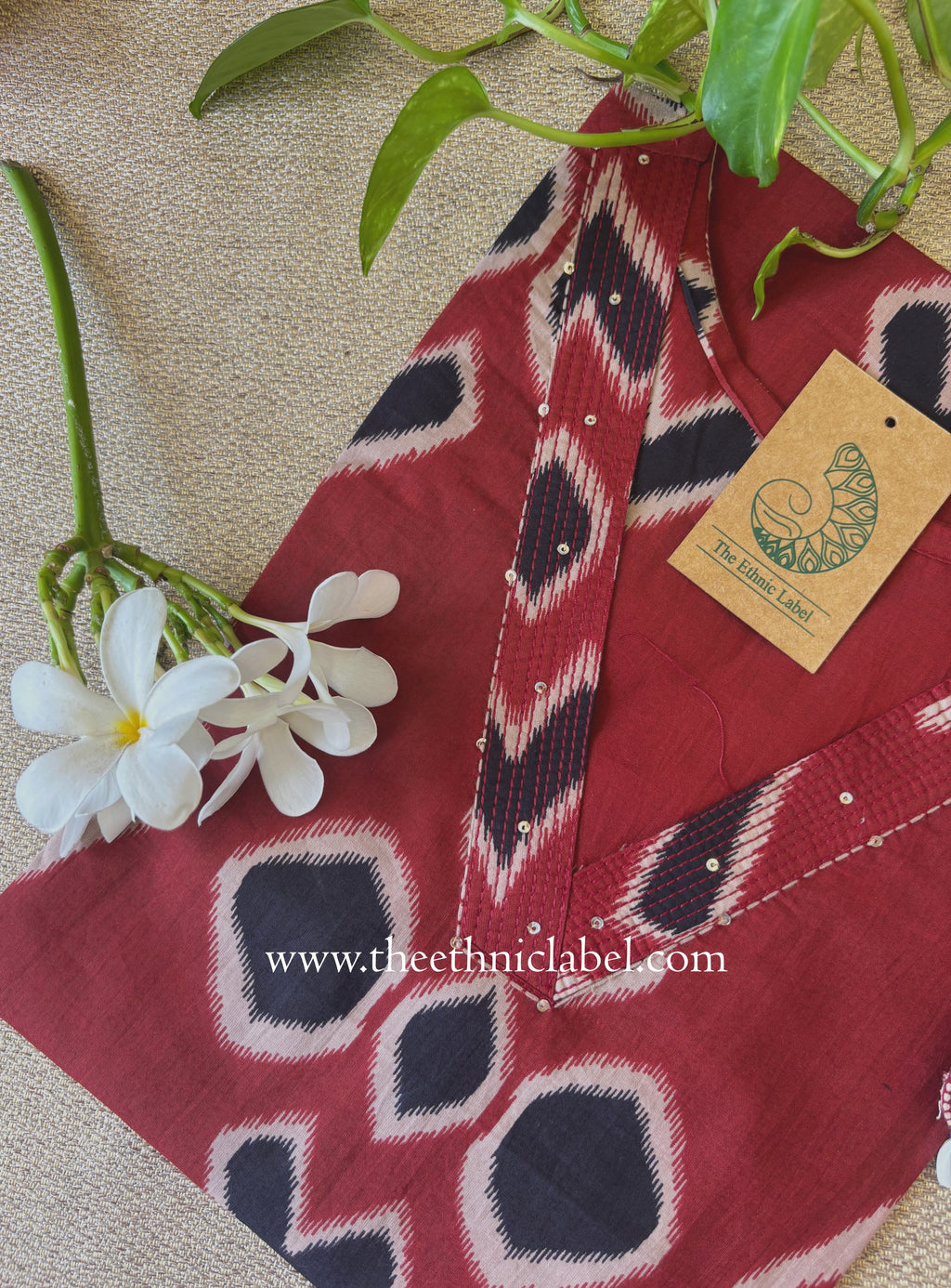 "Zariya" Maroon Printed Cotton kurta