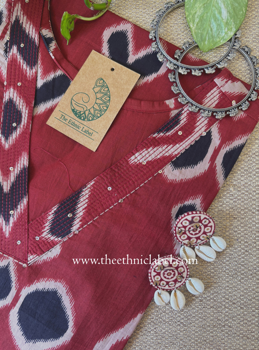 "Zariya" Maroon Printed Cotton kurta