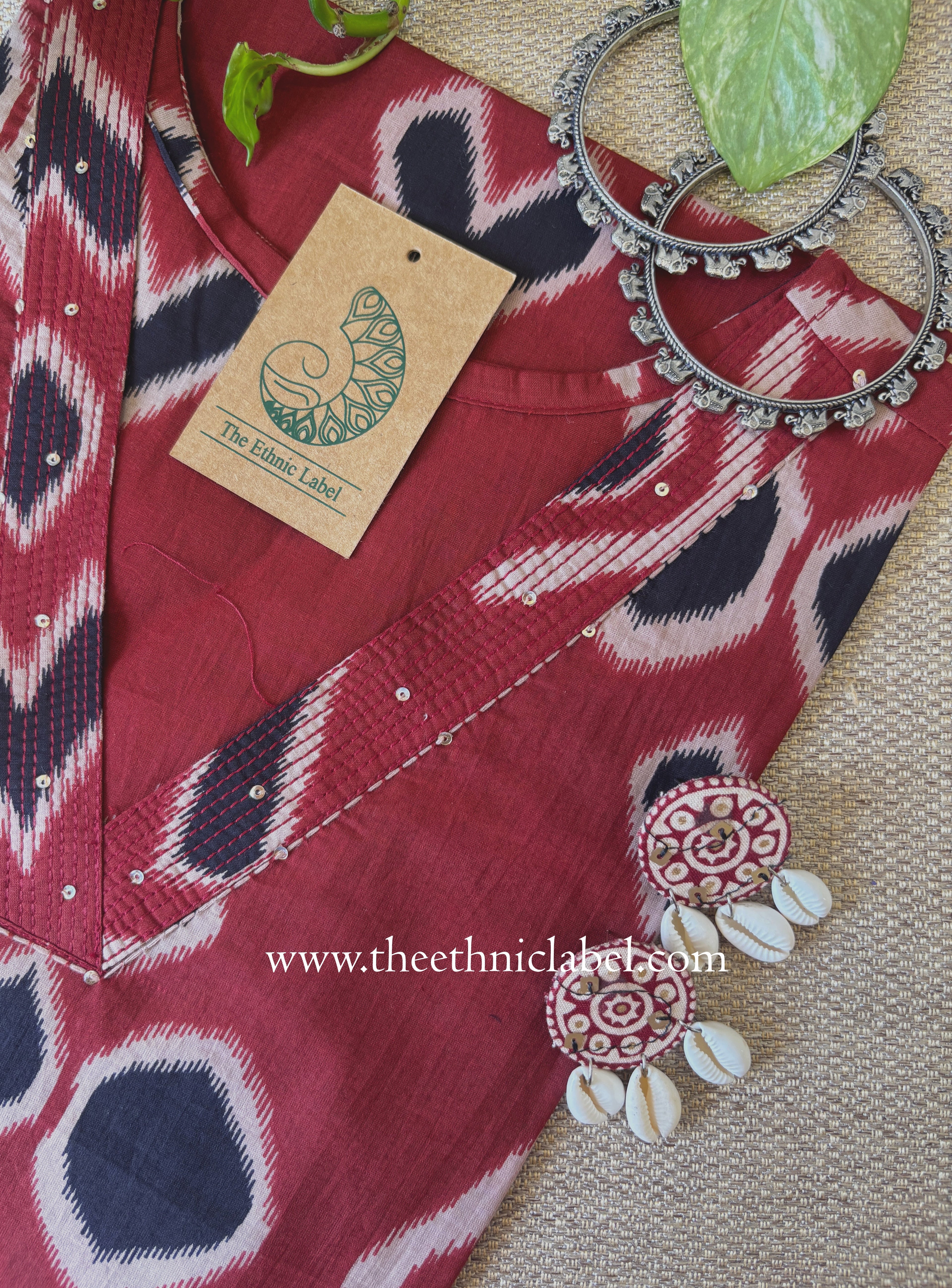 "Zariya" Maroon Printed Cotton kurta