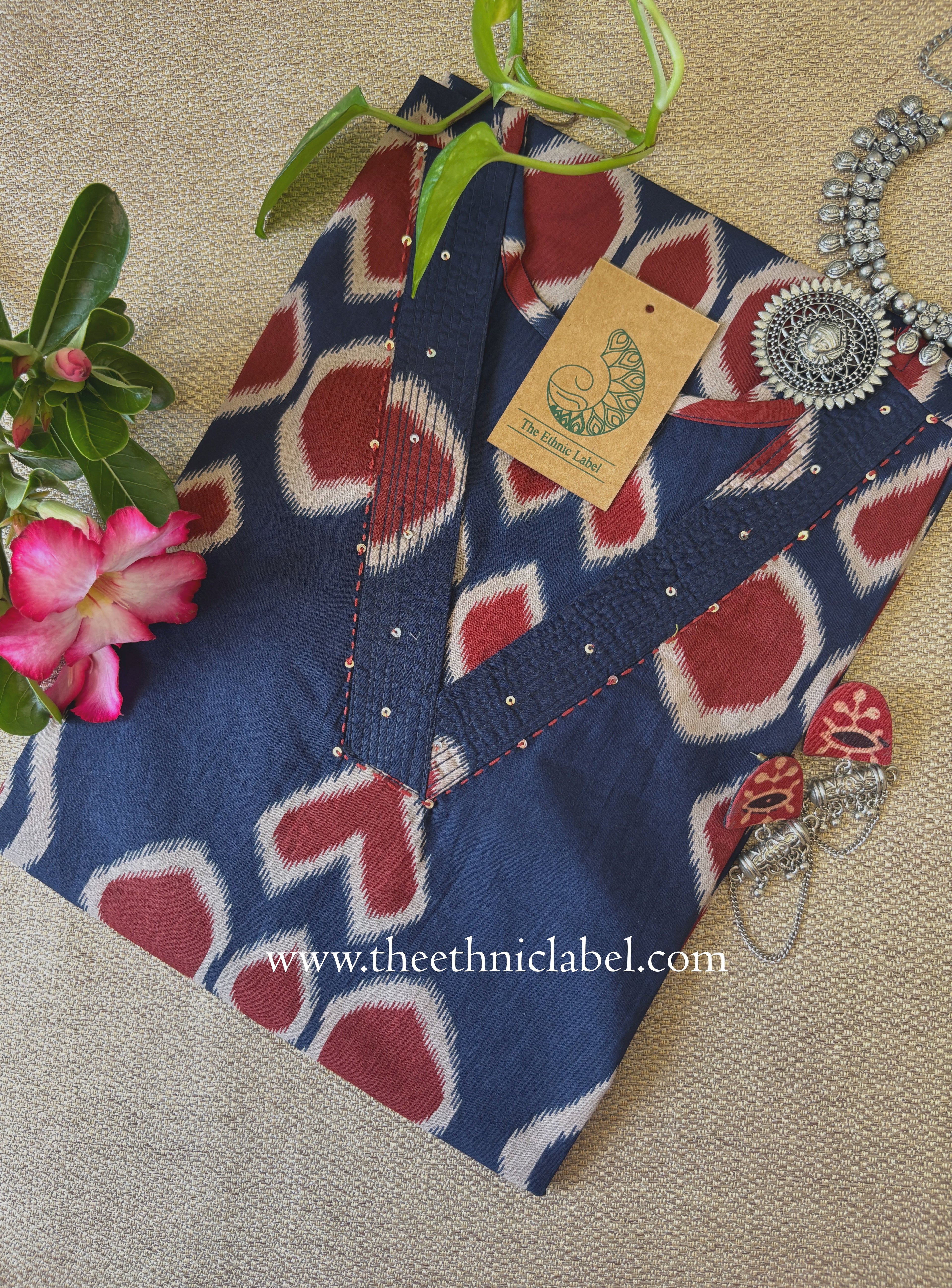"Sifra" Blue Printed Cotton kurta