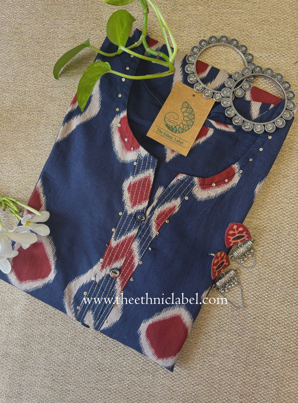 "Zariya" Blue Printed Cotton kurta