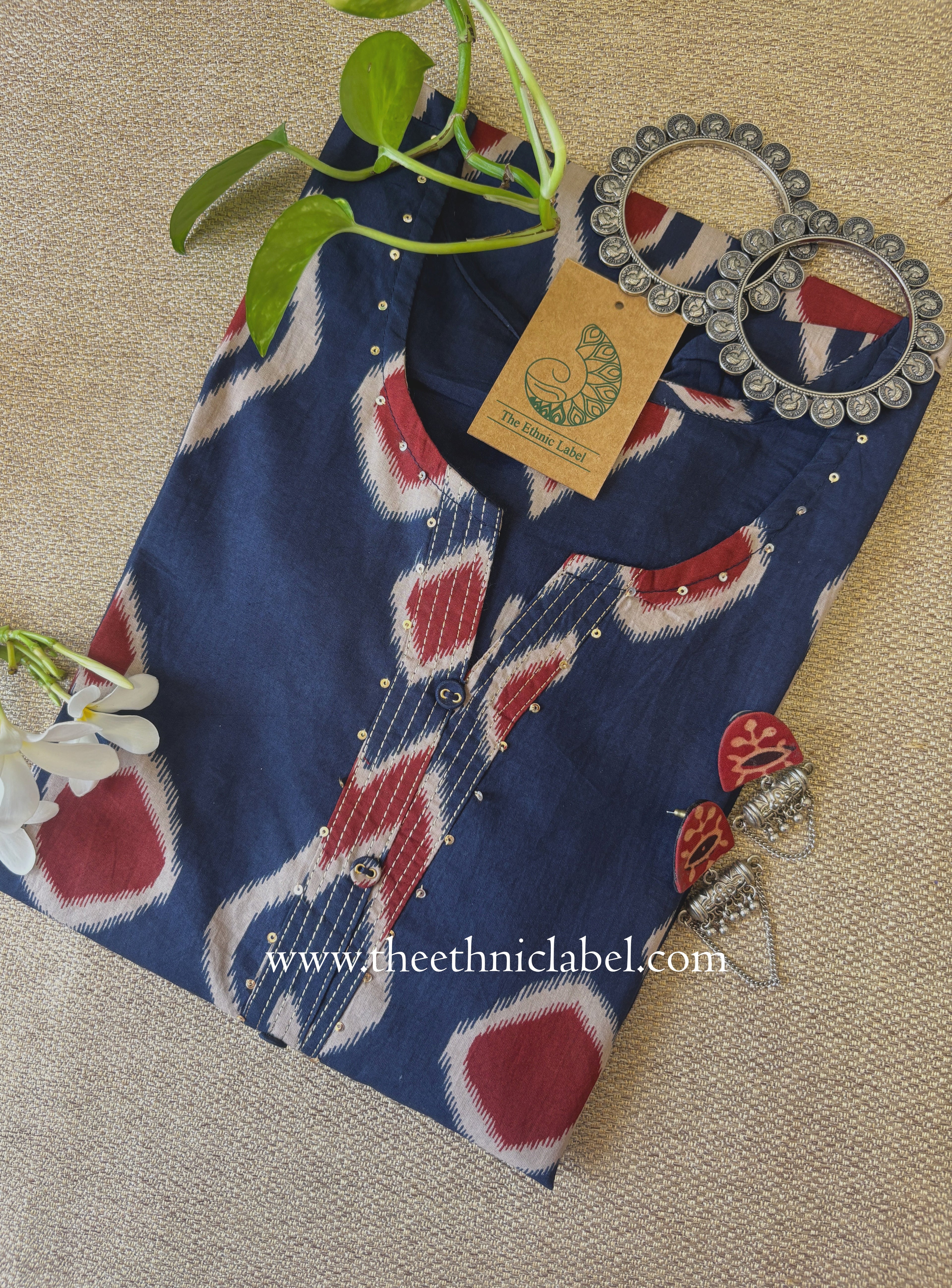 "Zariya" Blue Printed Cotton kurta