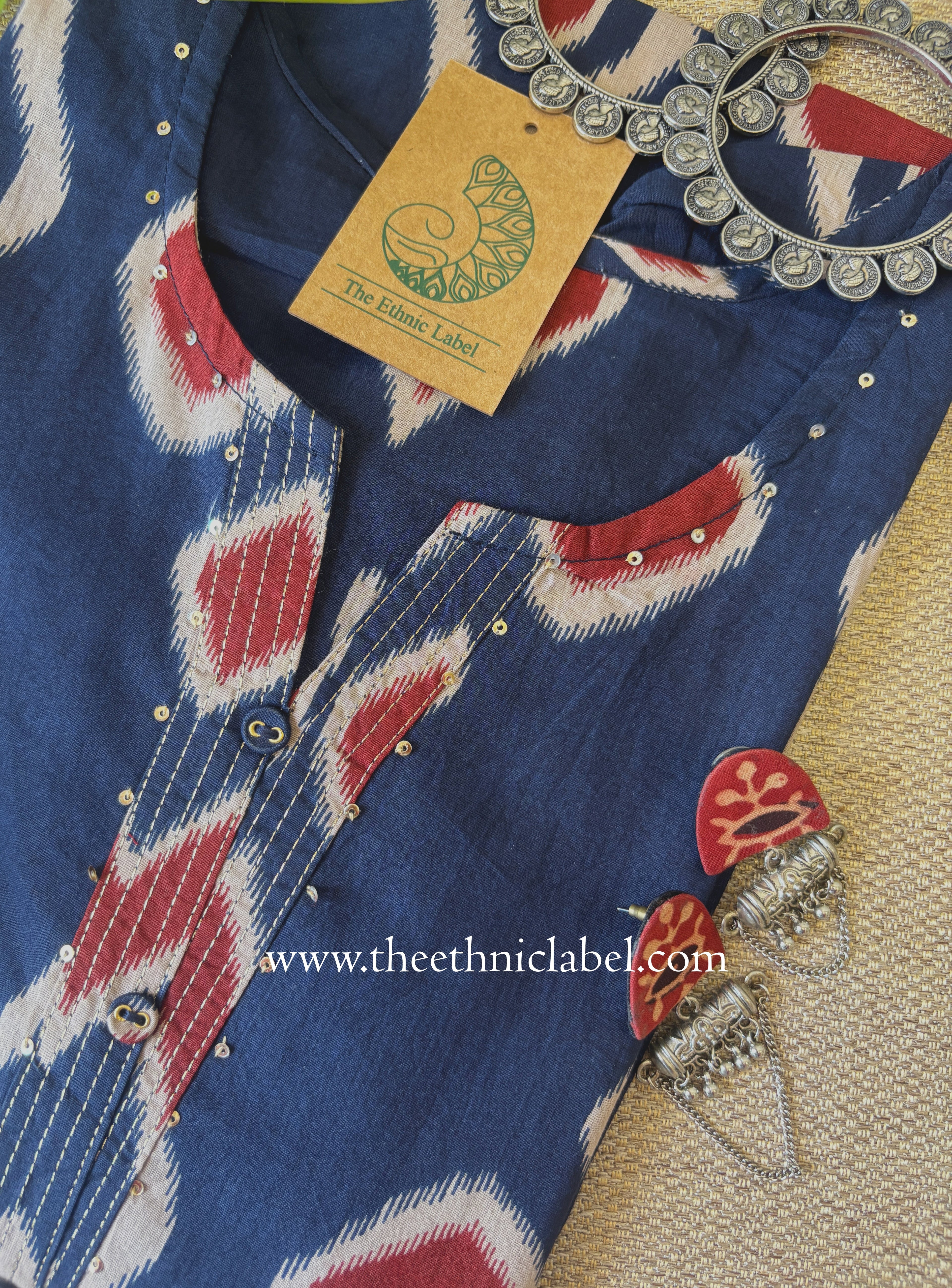 "Zariya" Blue Printed Cotton kurta