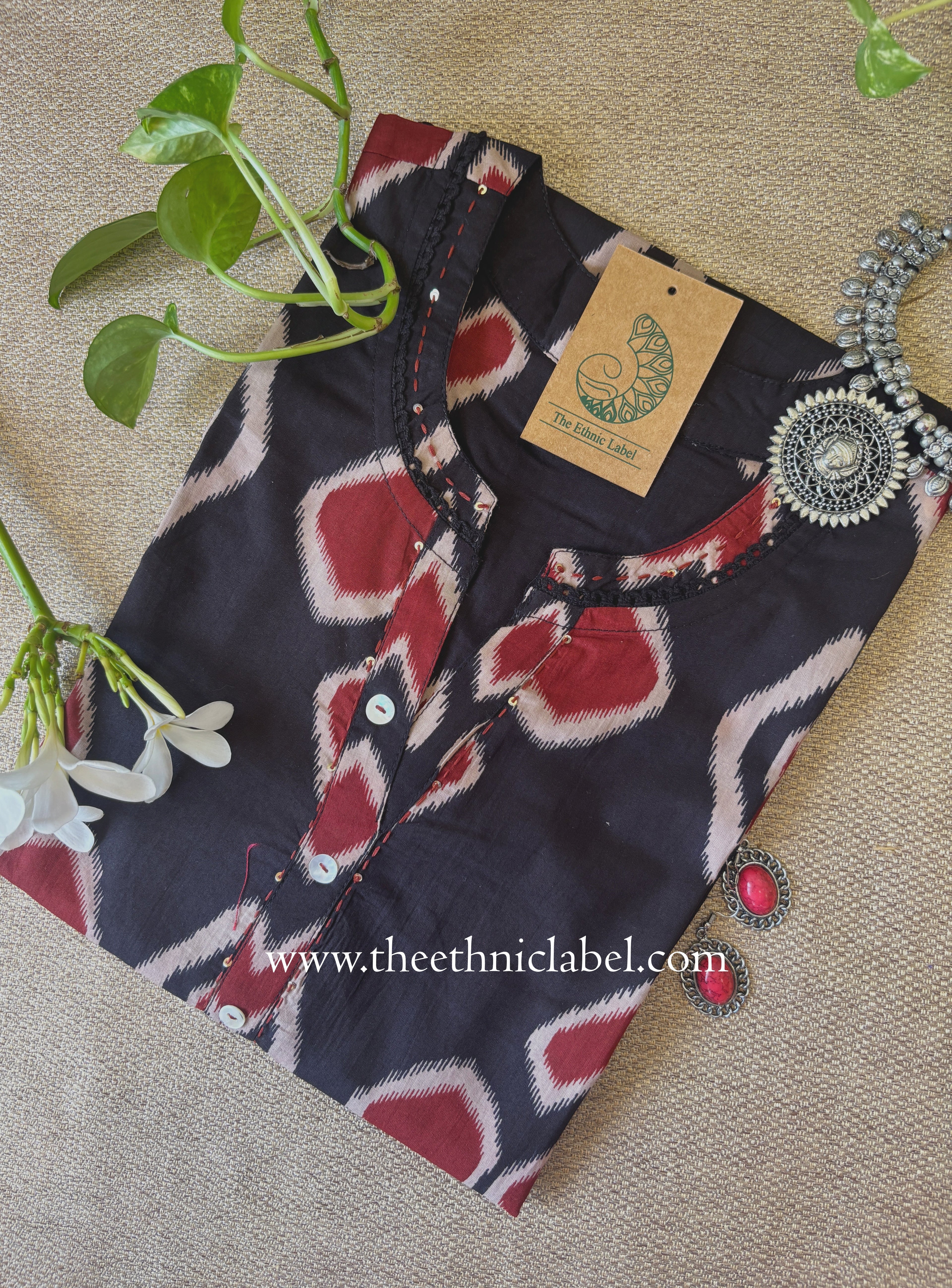 "Zariya" Black Printed Cotton kurta