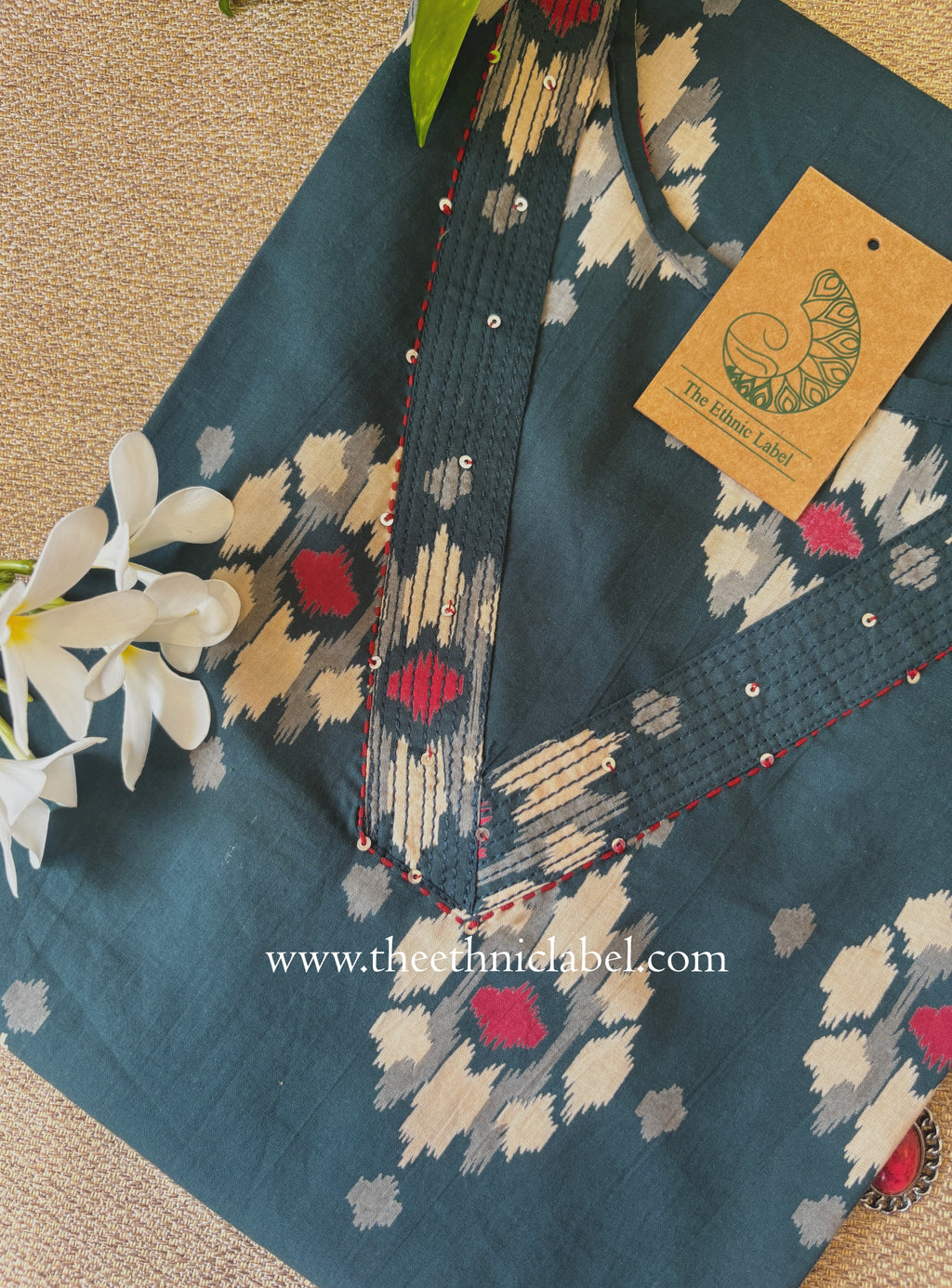 "Zariya" Bottle Green Printed Cotton kurta