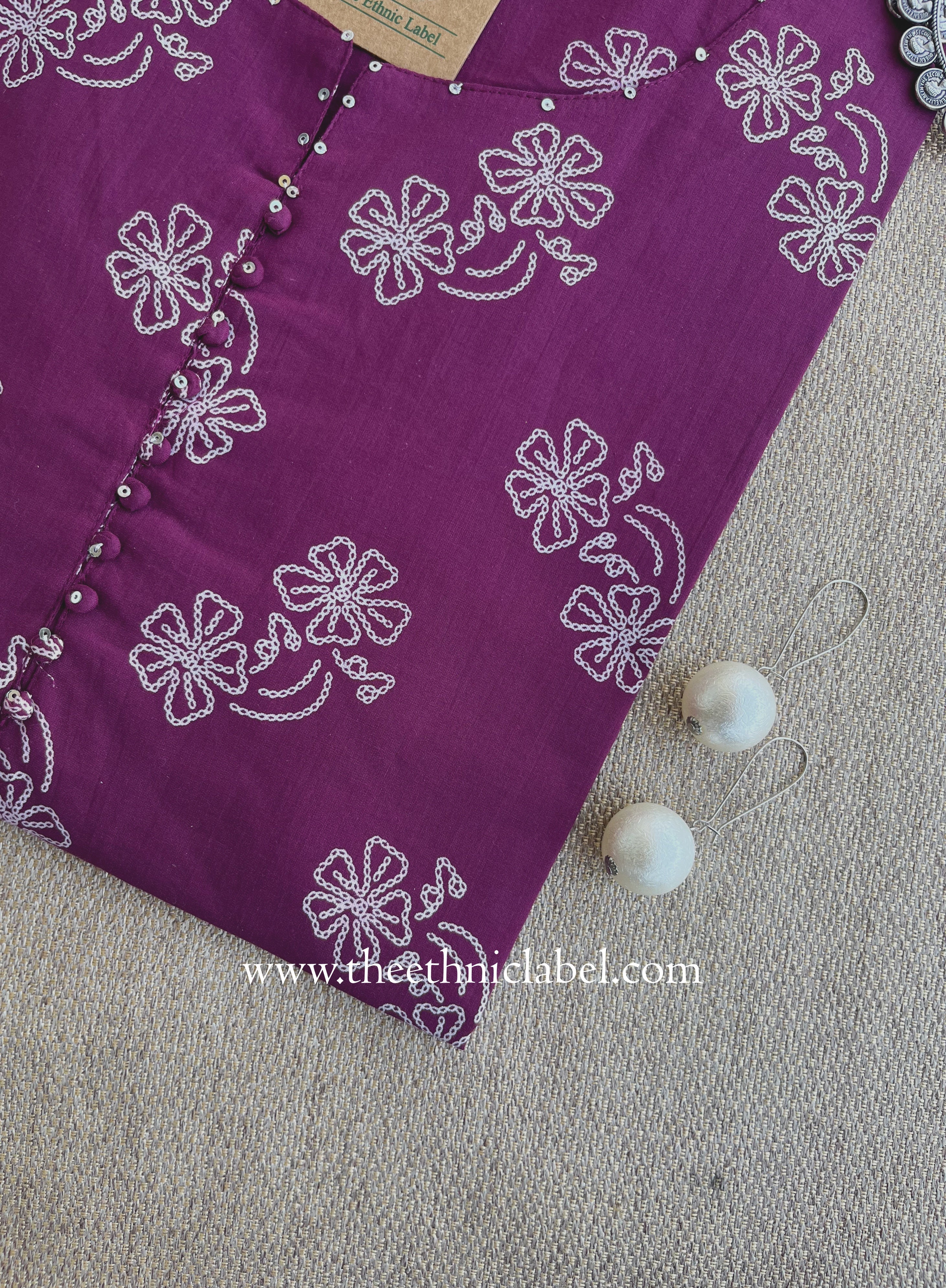 "Mudra" Magenta Cotton kurta - Big Size