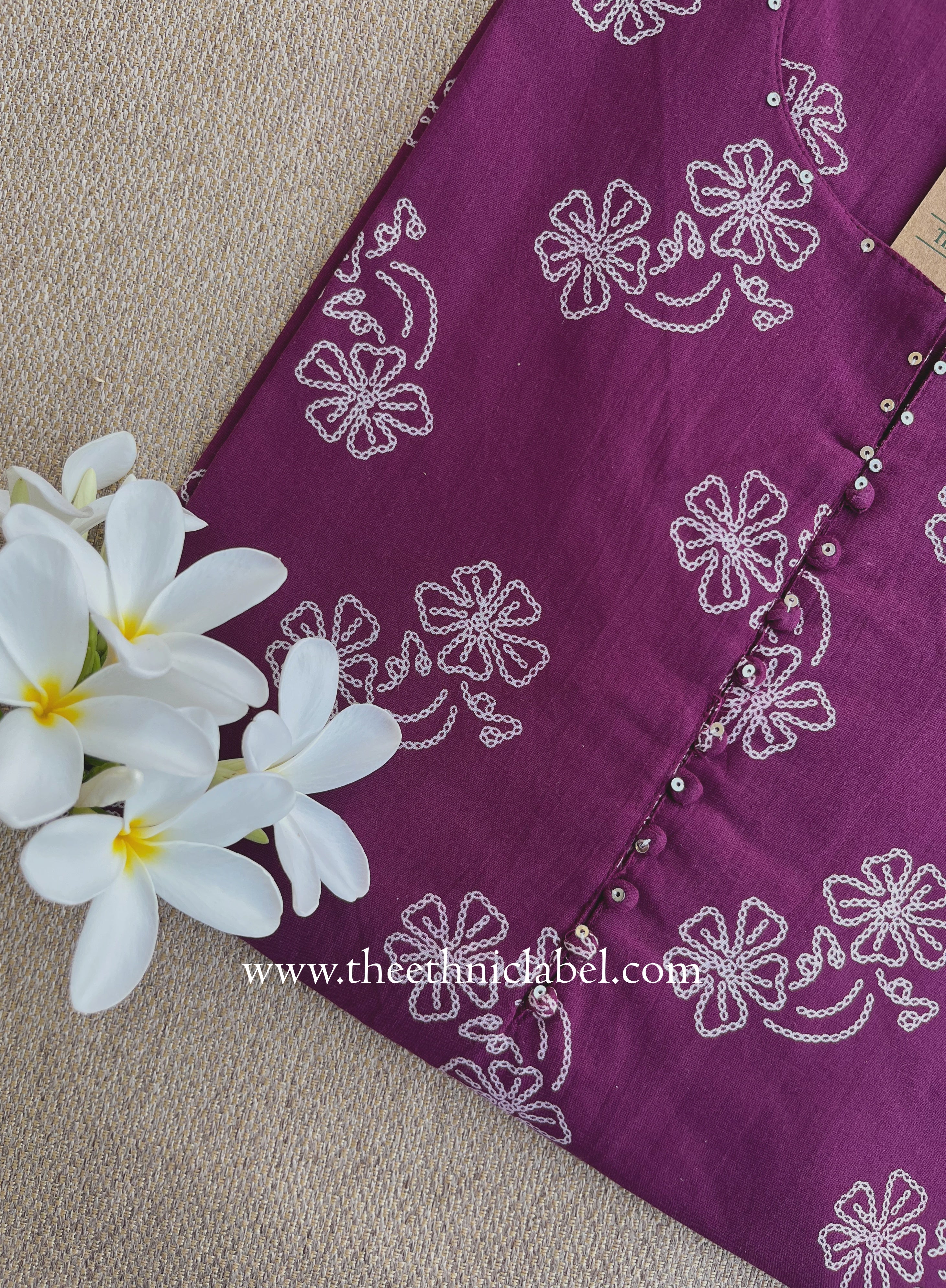 "Mudra" Magenta Cotton kurta - Big Size