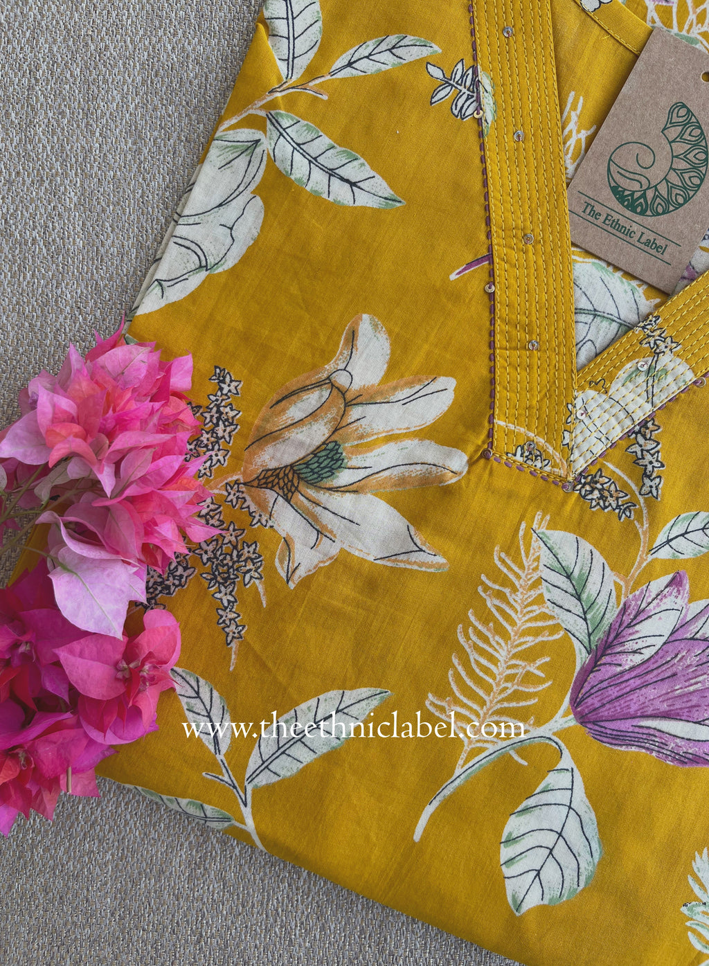 "Kushal" Mustard Cotton kurta - Big Size