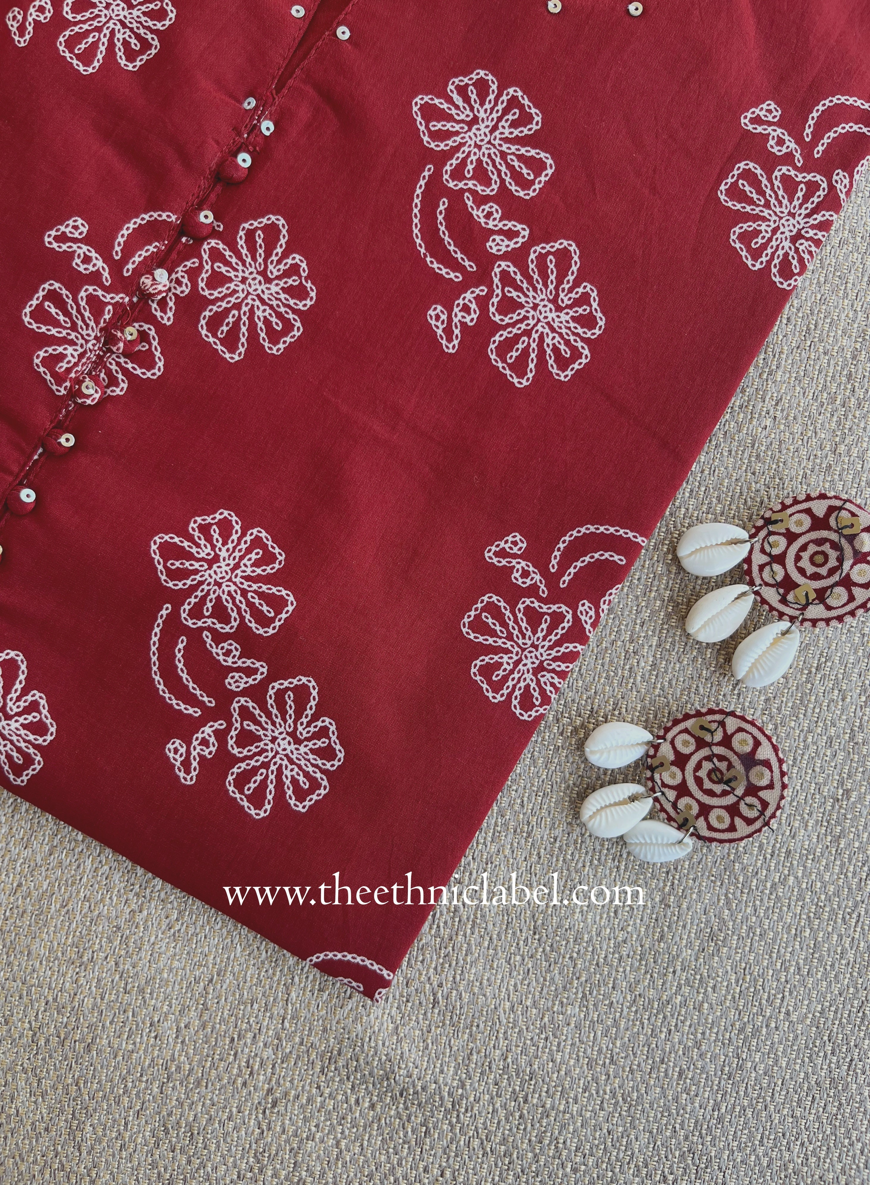 "Roojhan" Maroon Cotton kurta - Big Size