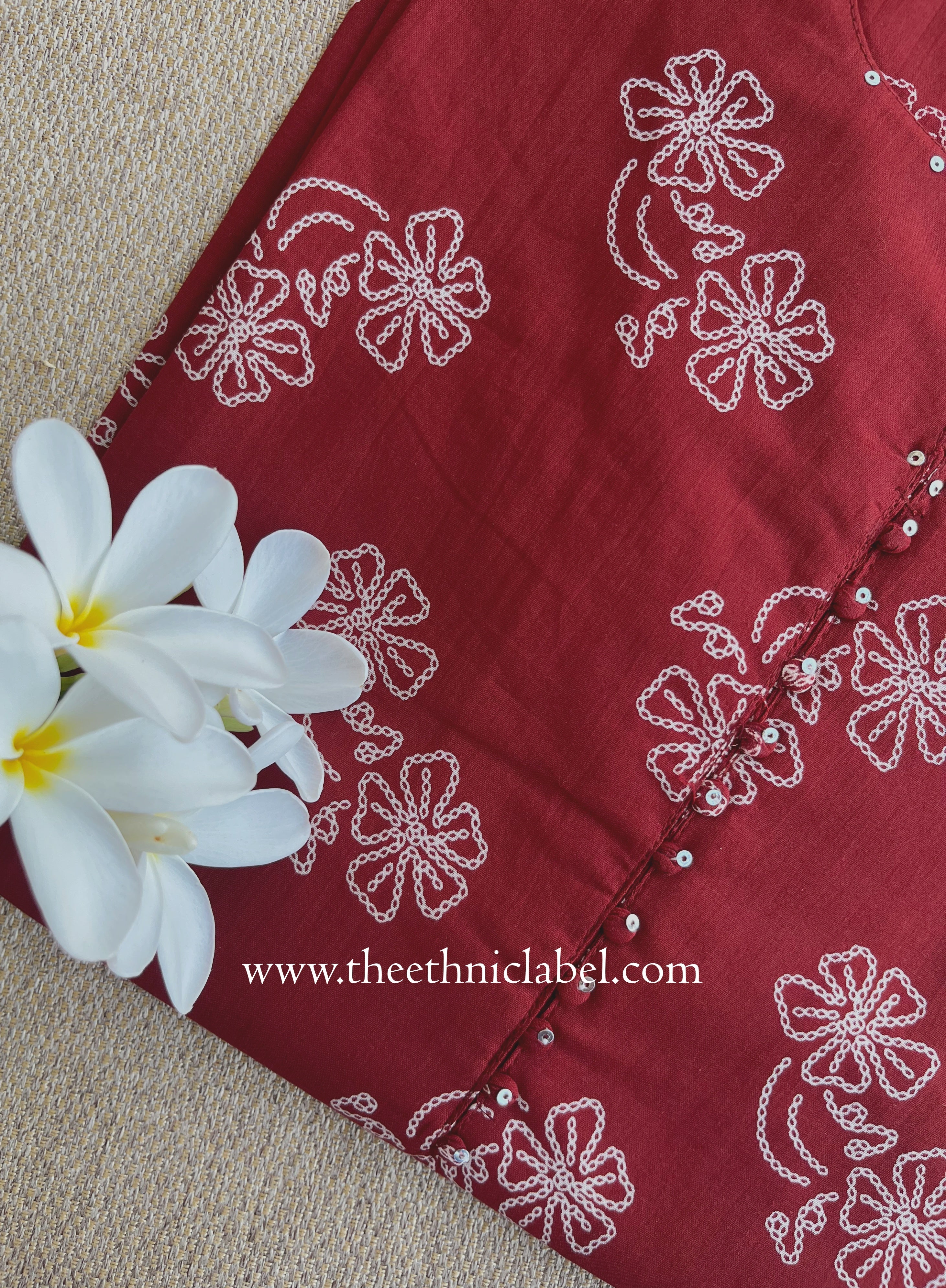 "Roojhan" Maroon Cotton kurta - Big Size