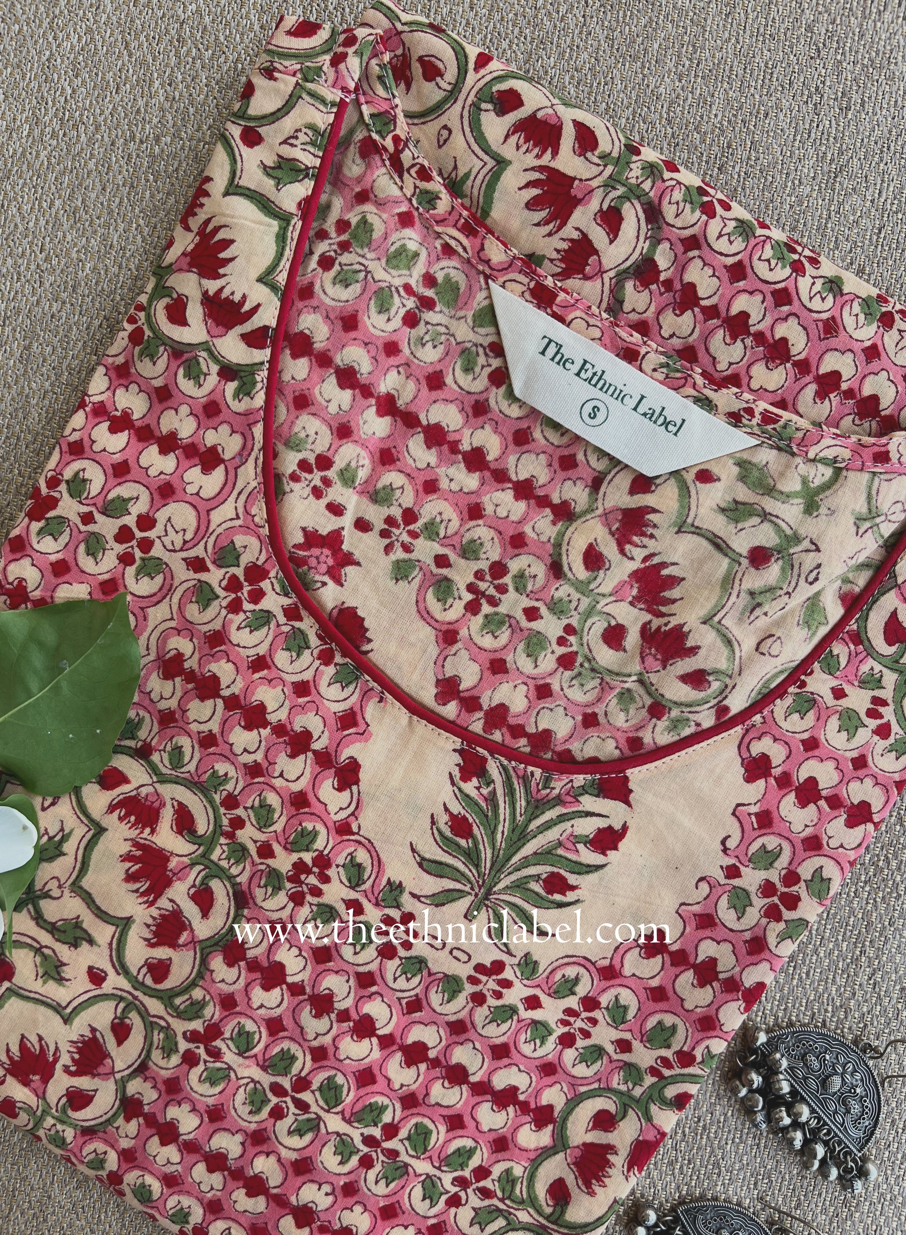 "Muskan" Hand Block Printed Bagru Cotton kurta