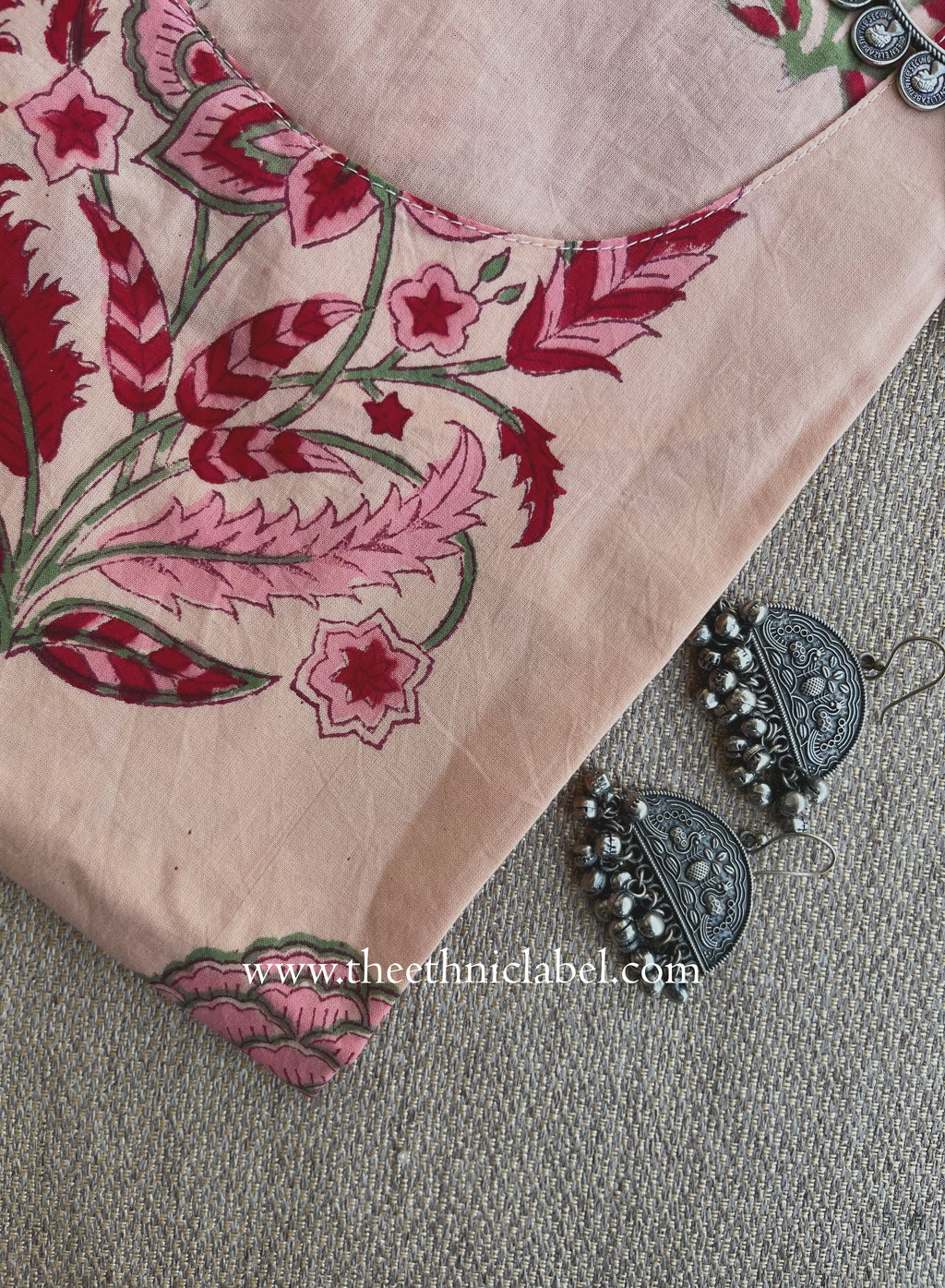 "Mumtaz" Hand Block Printed Bagru Cotton kurta