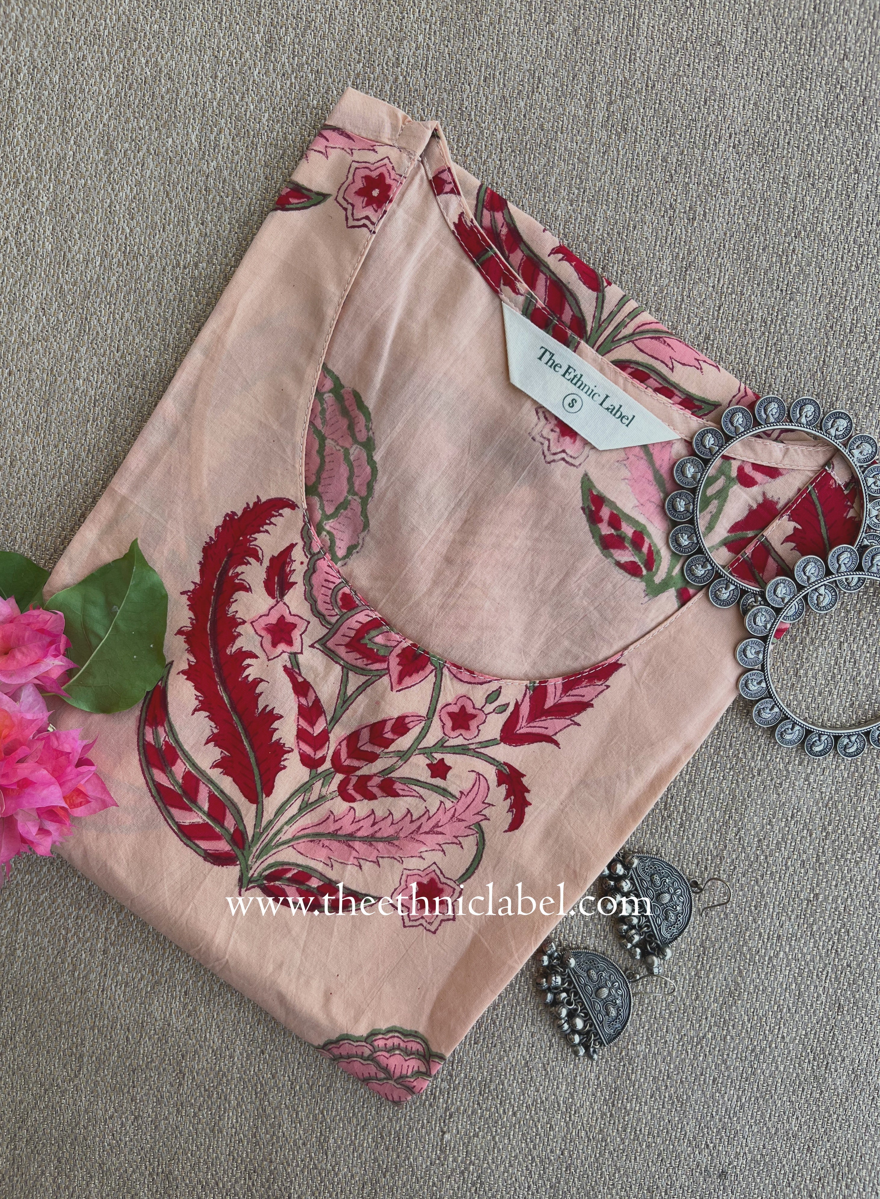 "Mumtaz" Hand Block Printed Bagru Cotton kurta