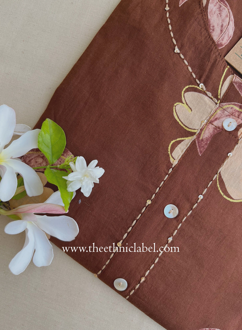 "Veerika" Brown Printed Cotton kurta