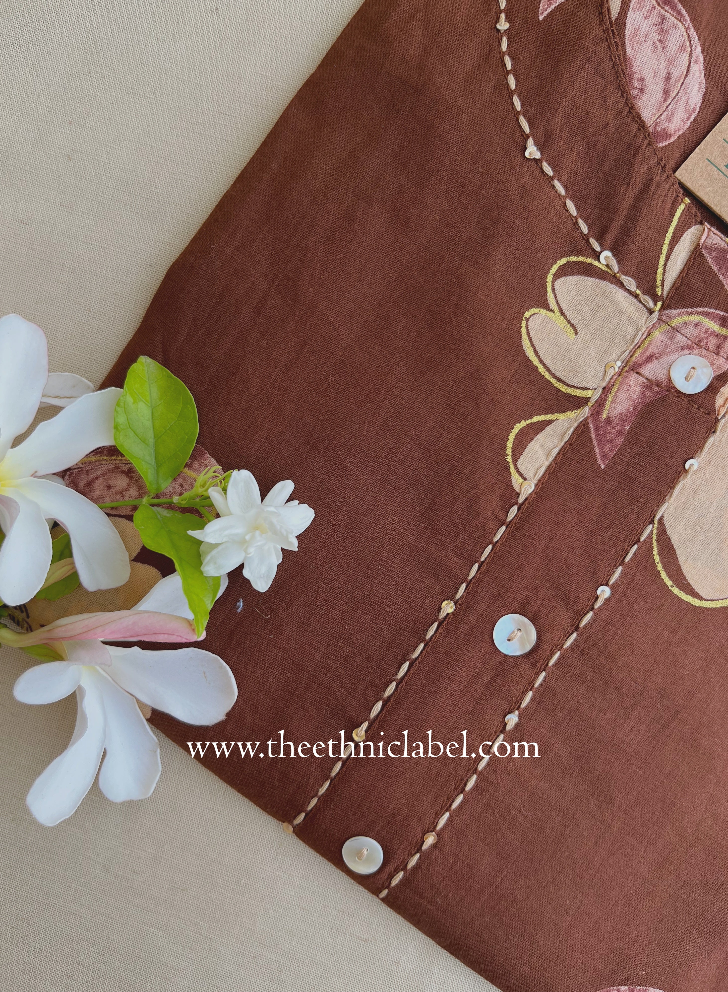 "Veerika" Brown Printed Cotton kurta
