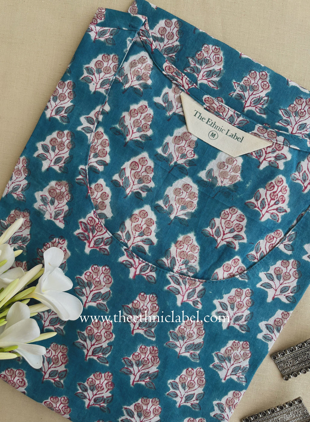 "Shaan" Hand Block Printed Blue Cotton kurta