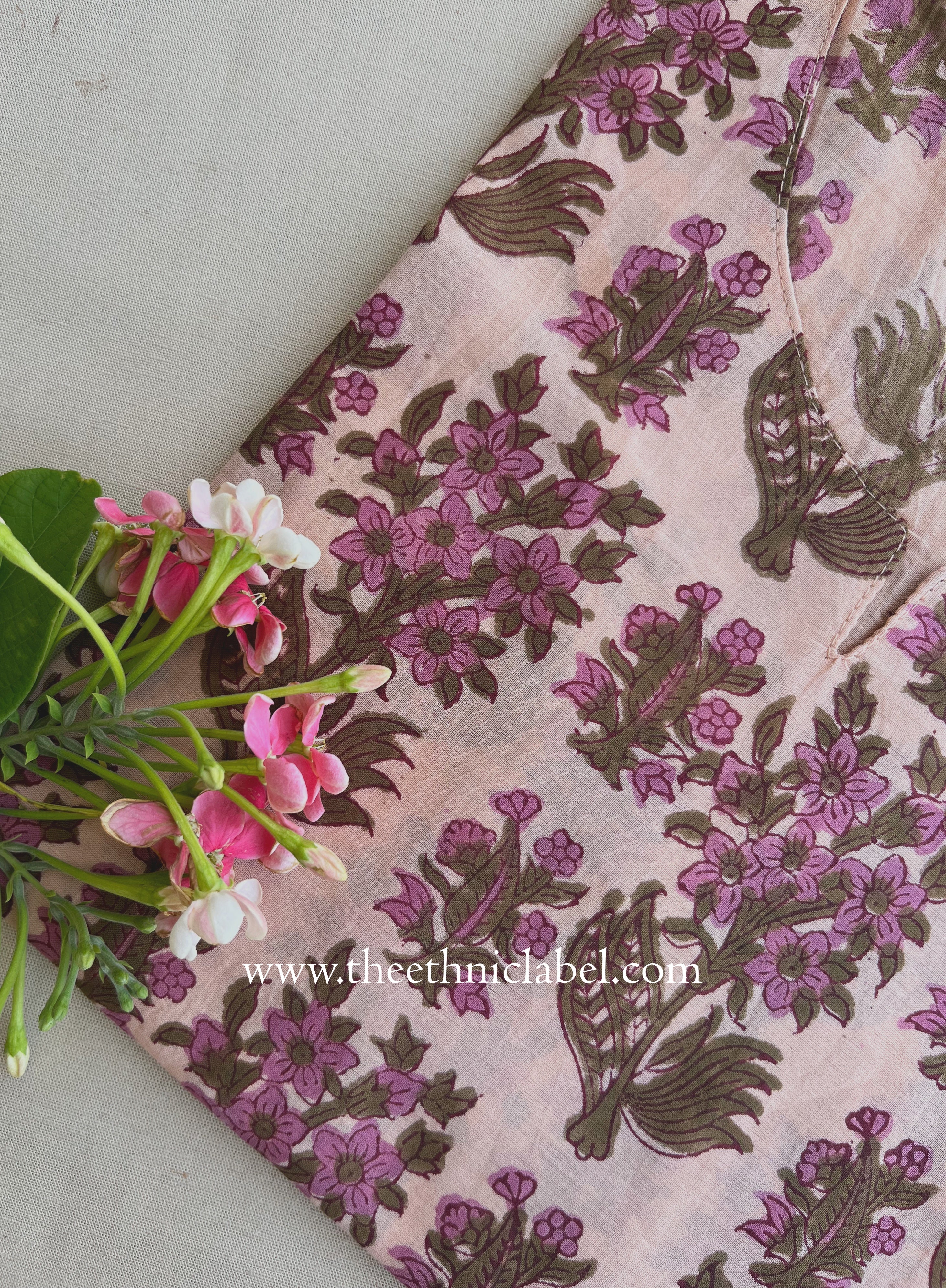 "Nishat" Hand Block Printed Peach Cotton kurta