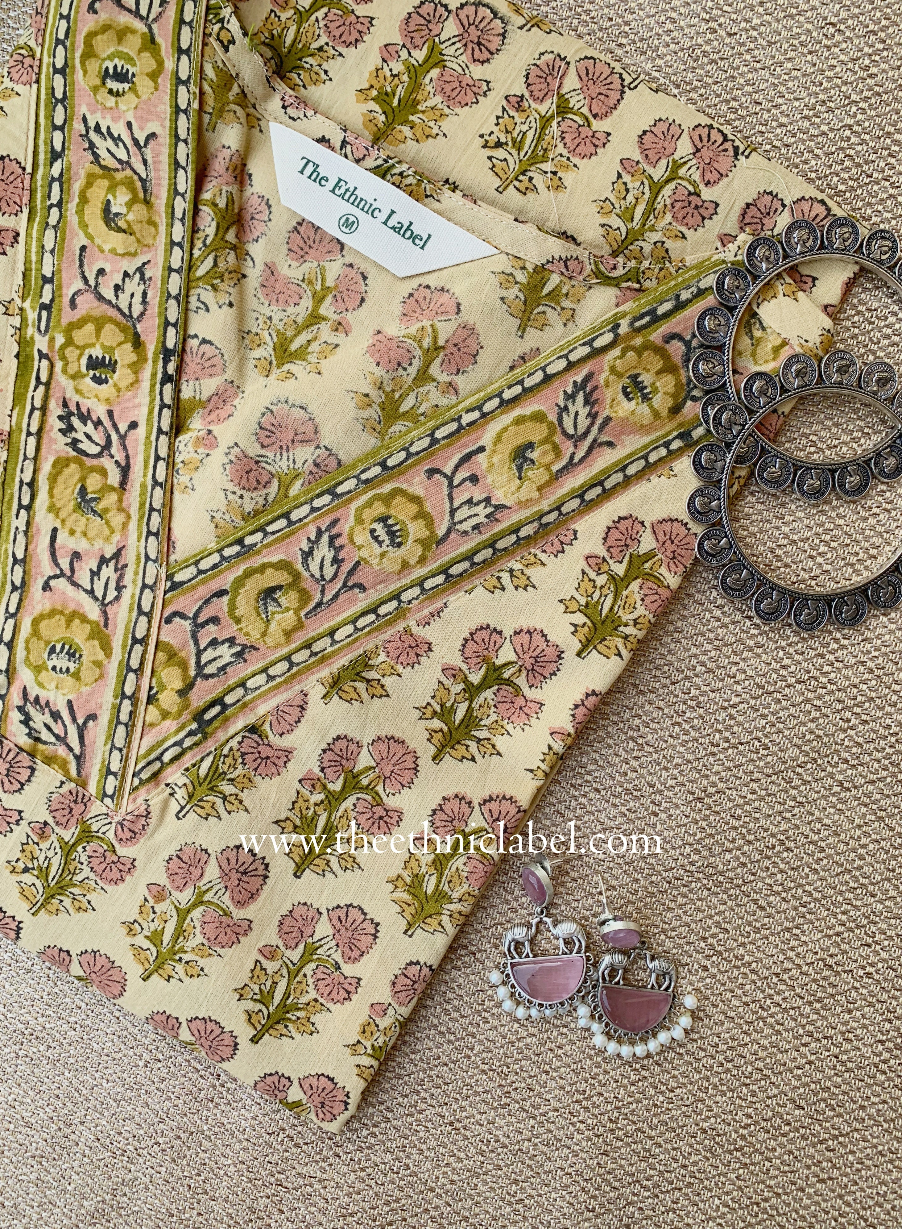 "Mittika" Hand Block Printed Bagru Cotton kurta