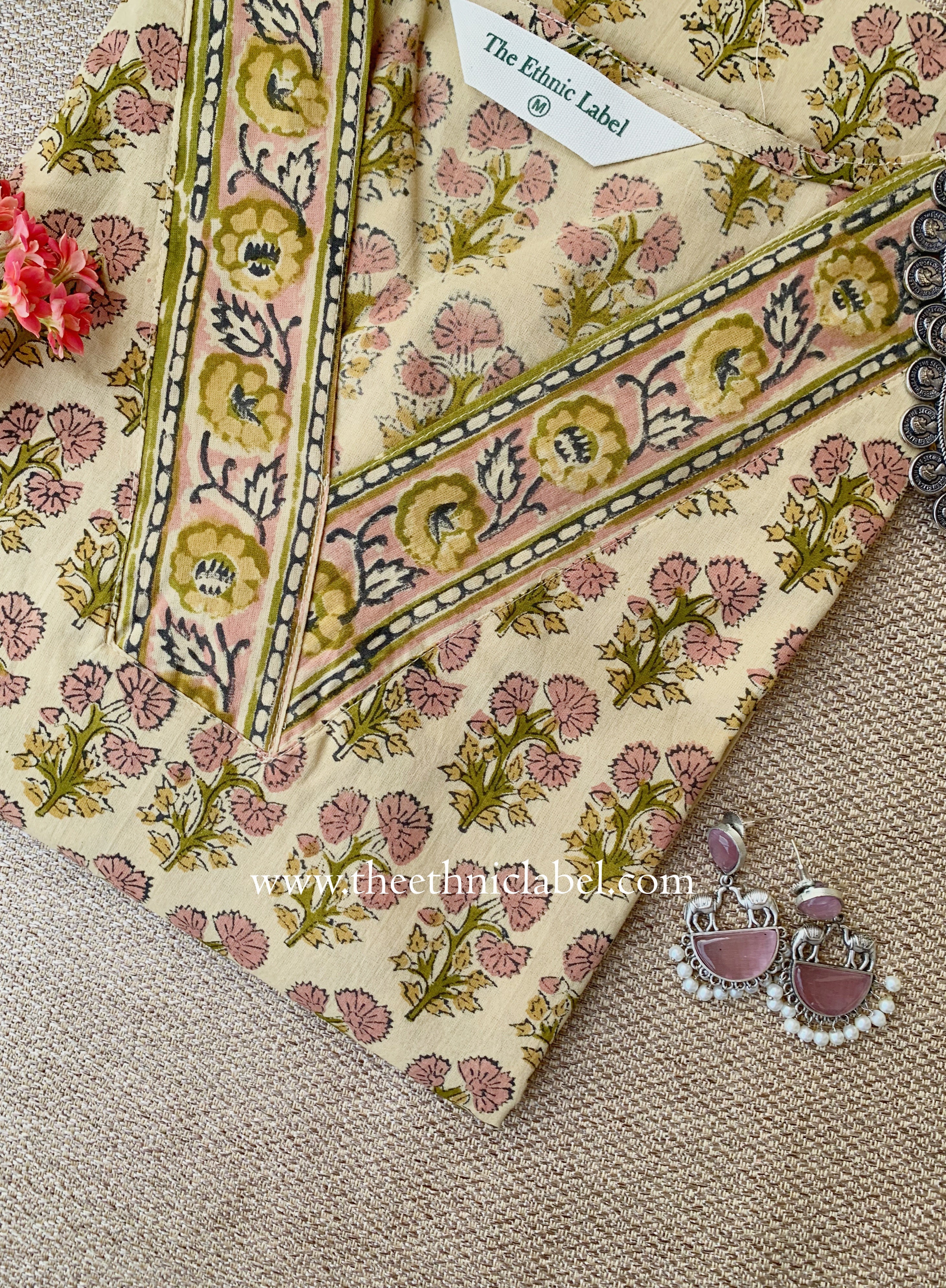 "Mittika" Hand Block Printed Bagru Cotton kurta
