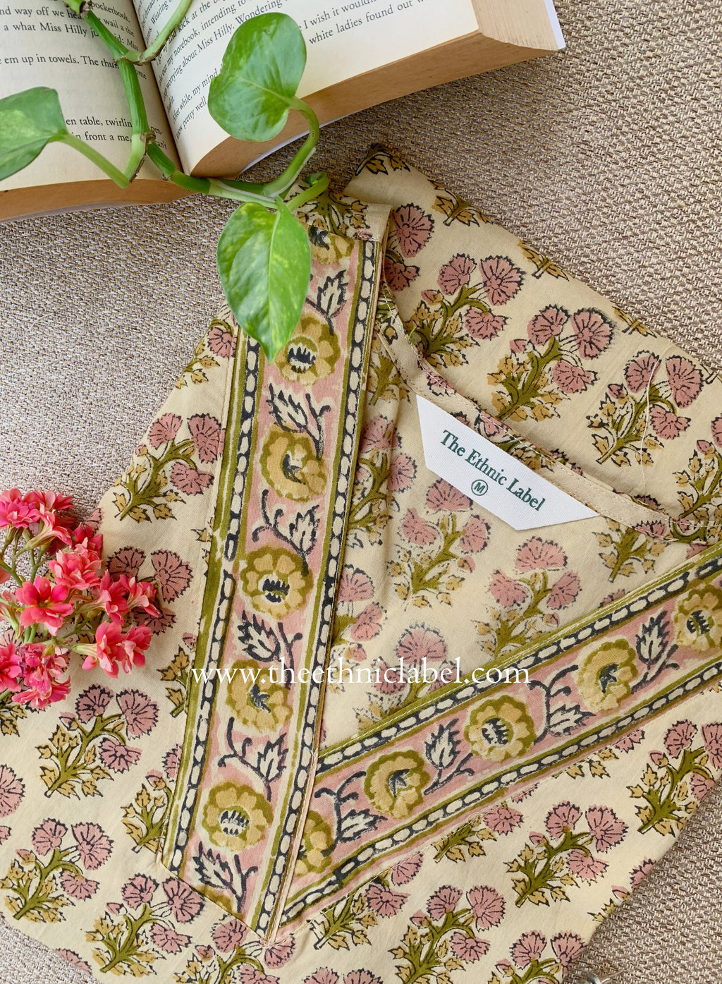 "Mittika" Hand Block Printed Bagru Cotton kurta