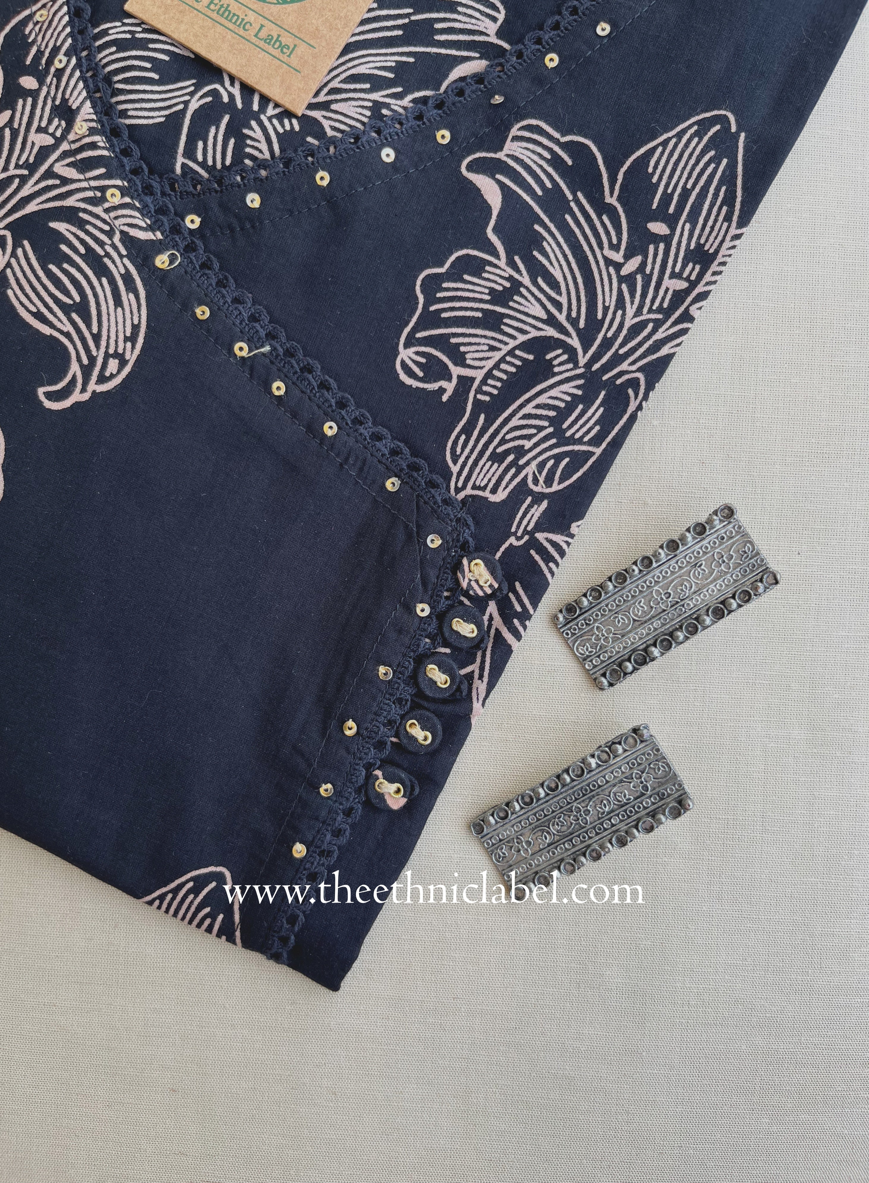 "Viras" Black Printed Cotton kurta