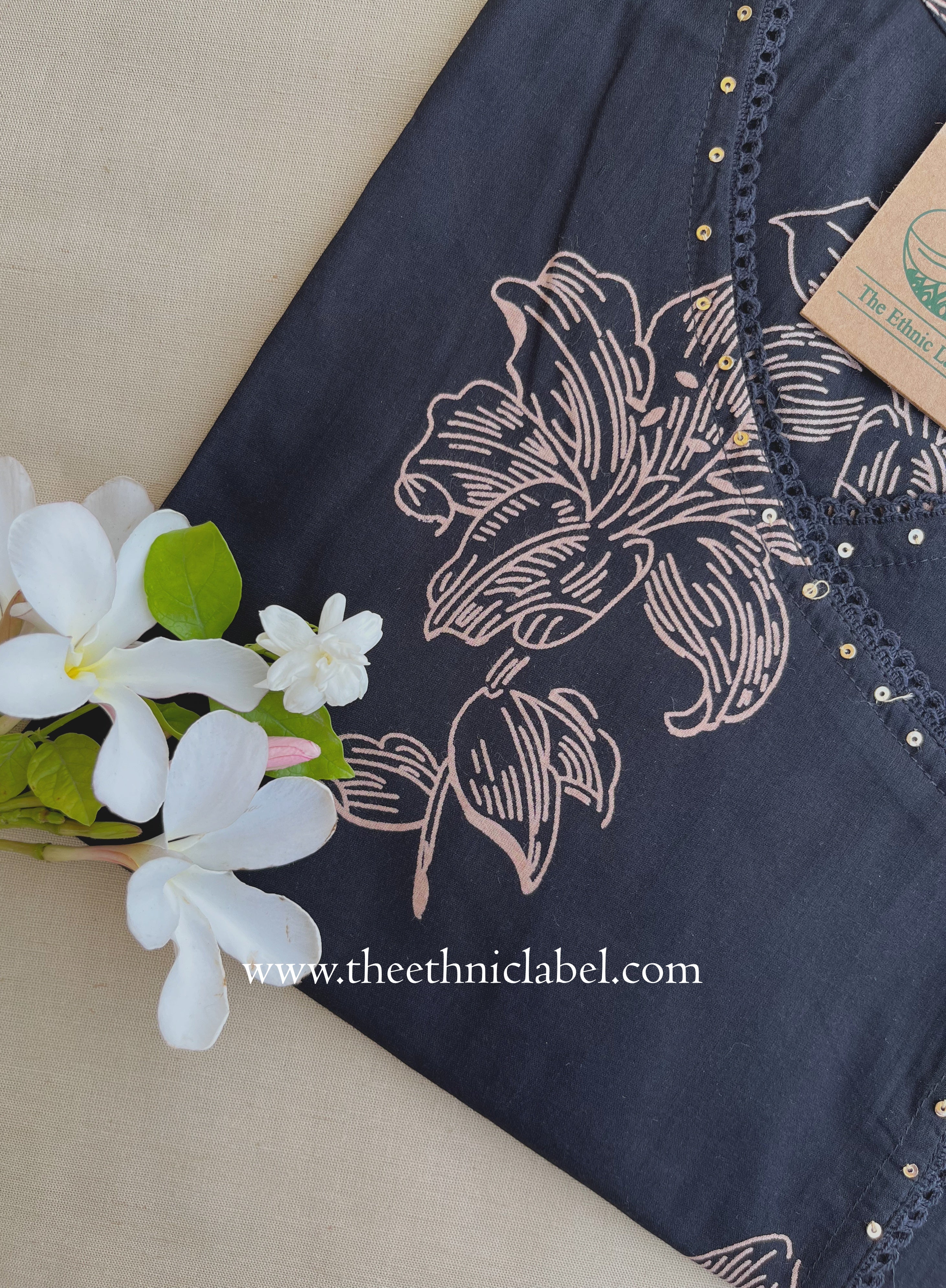 "Viras" Black Printed Cotton kurta