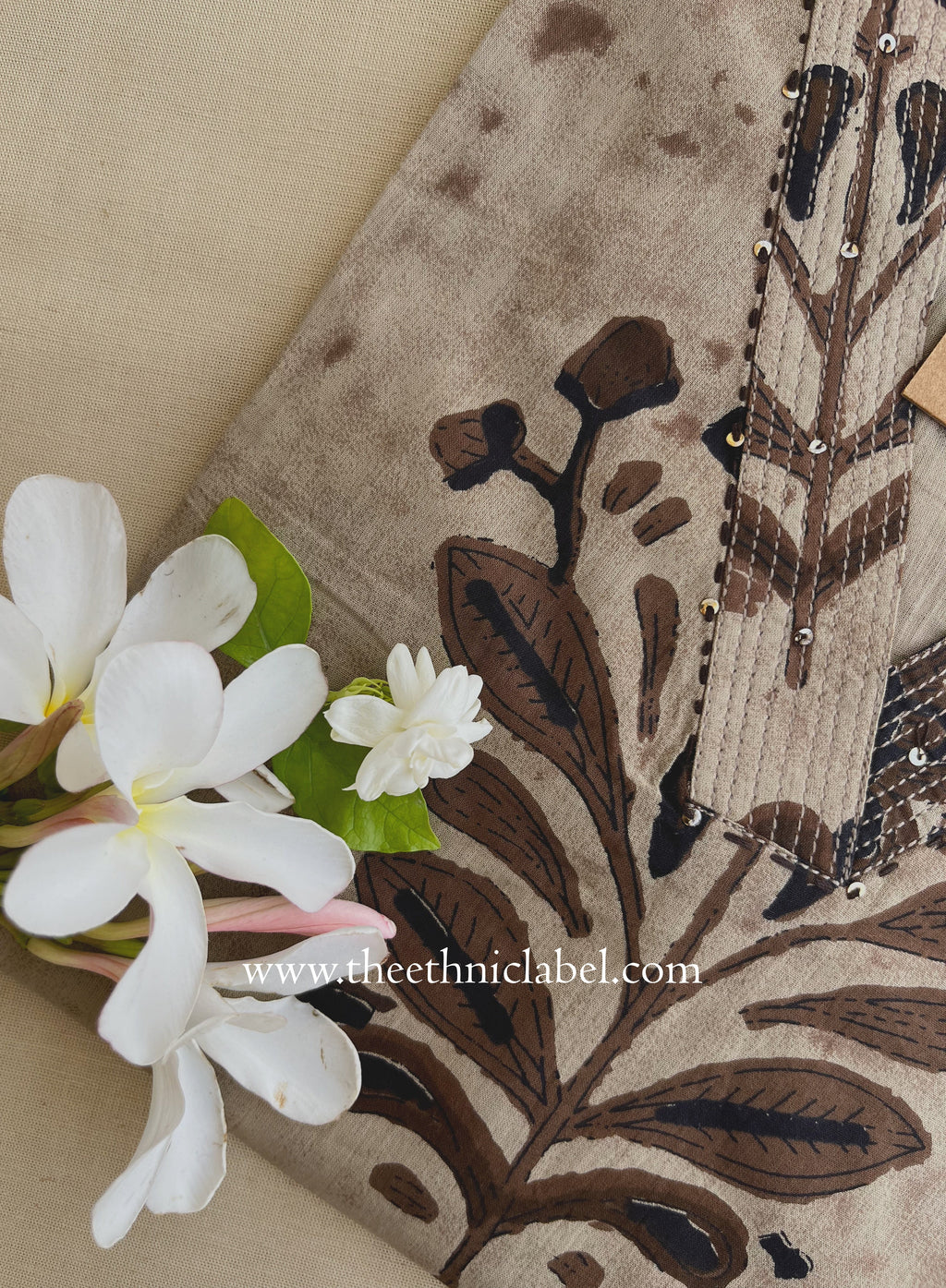 "Heer" Grey Brown Printed Cotton kurta
