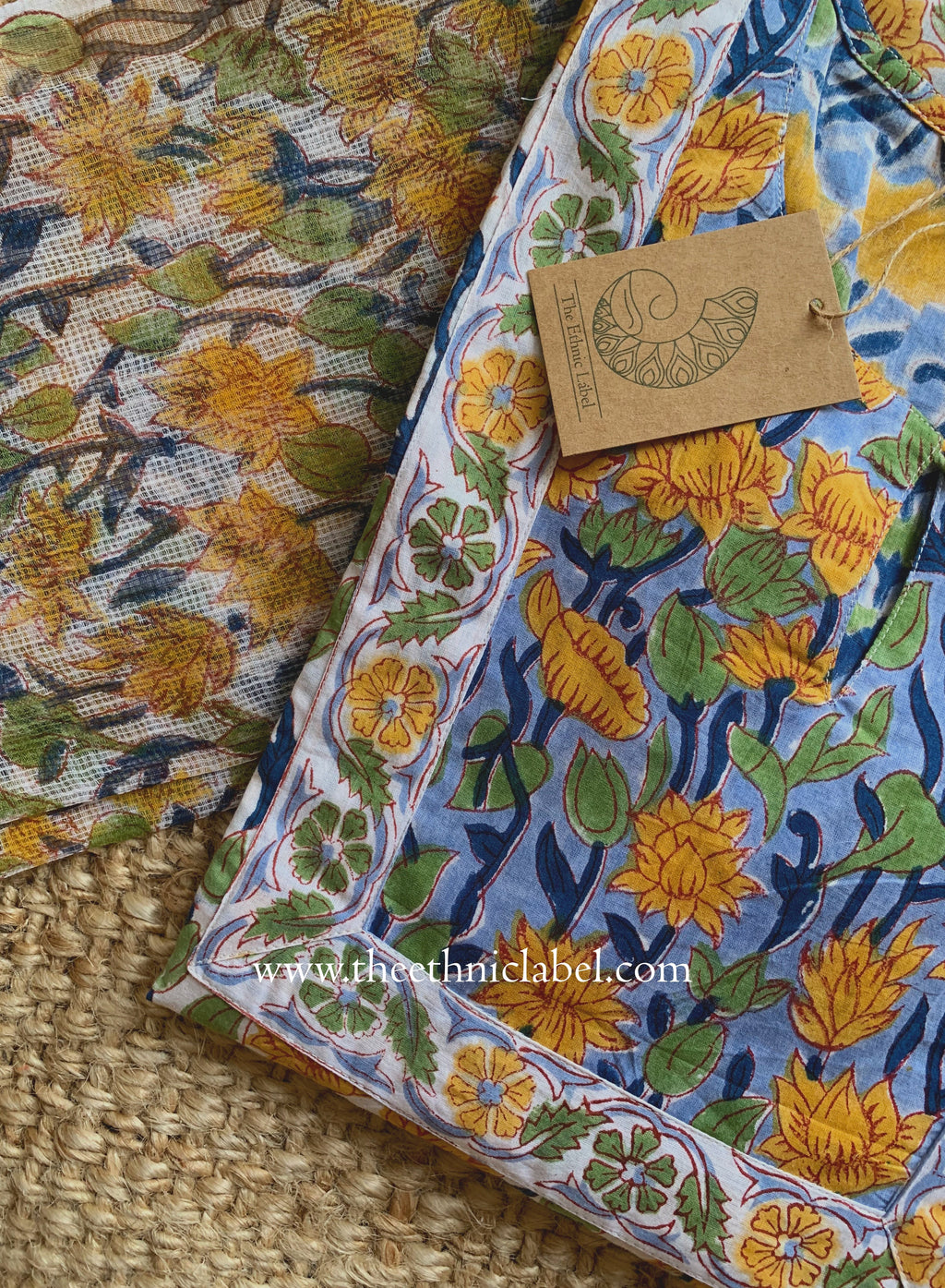 "Sumiran" Hand Block Printed Cotton kurta with dupatta (2pc)