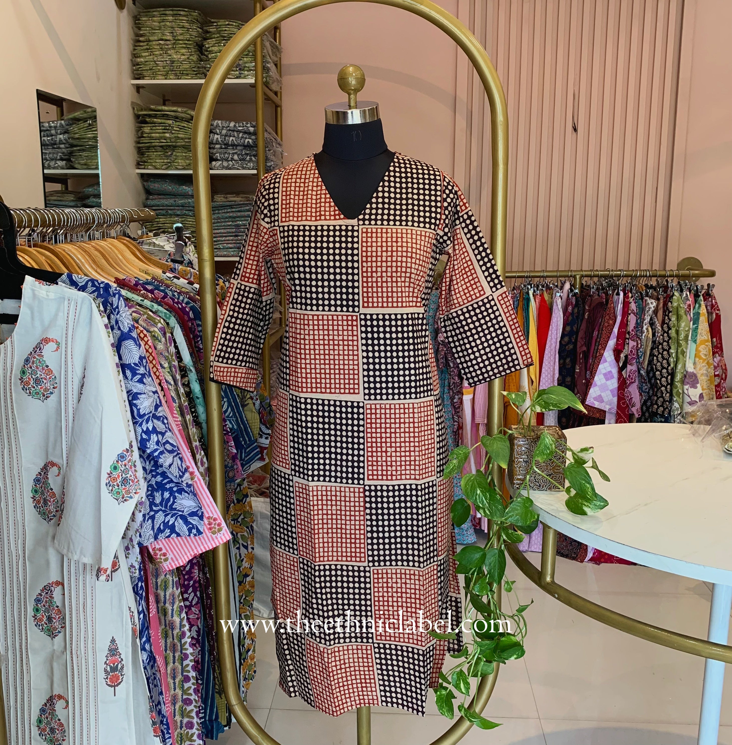"Tarang" Hand Block Printed Bagru Cotton kurta