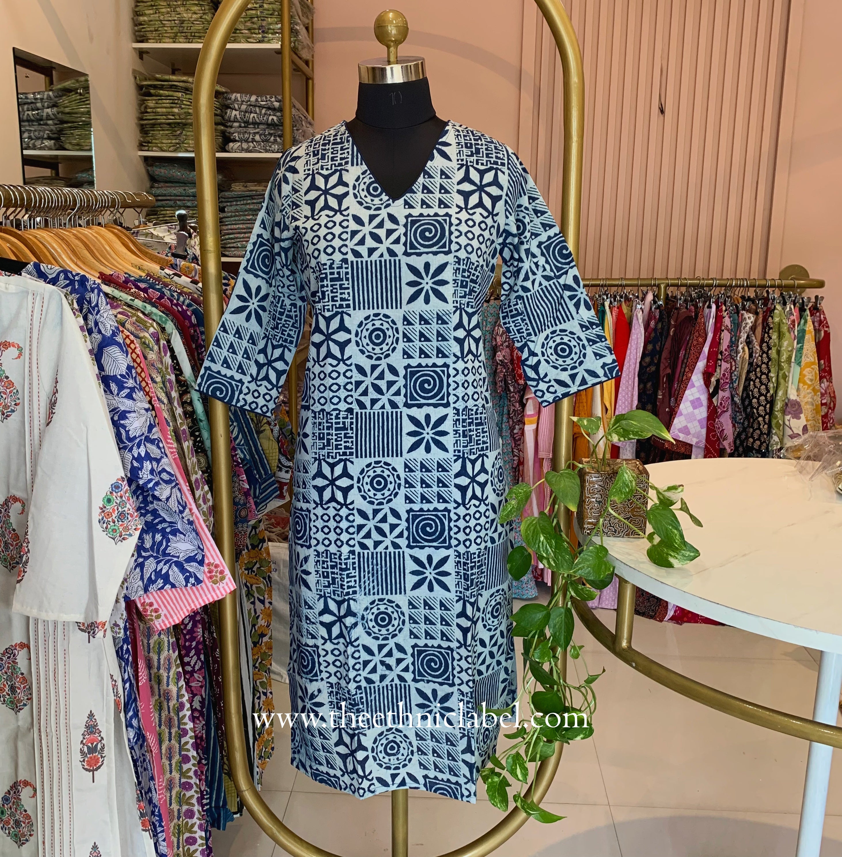 "Avira" Hand Block Printed Bagru Cotton kurta