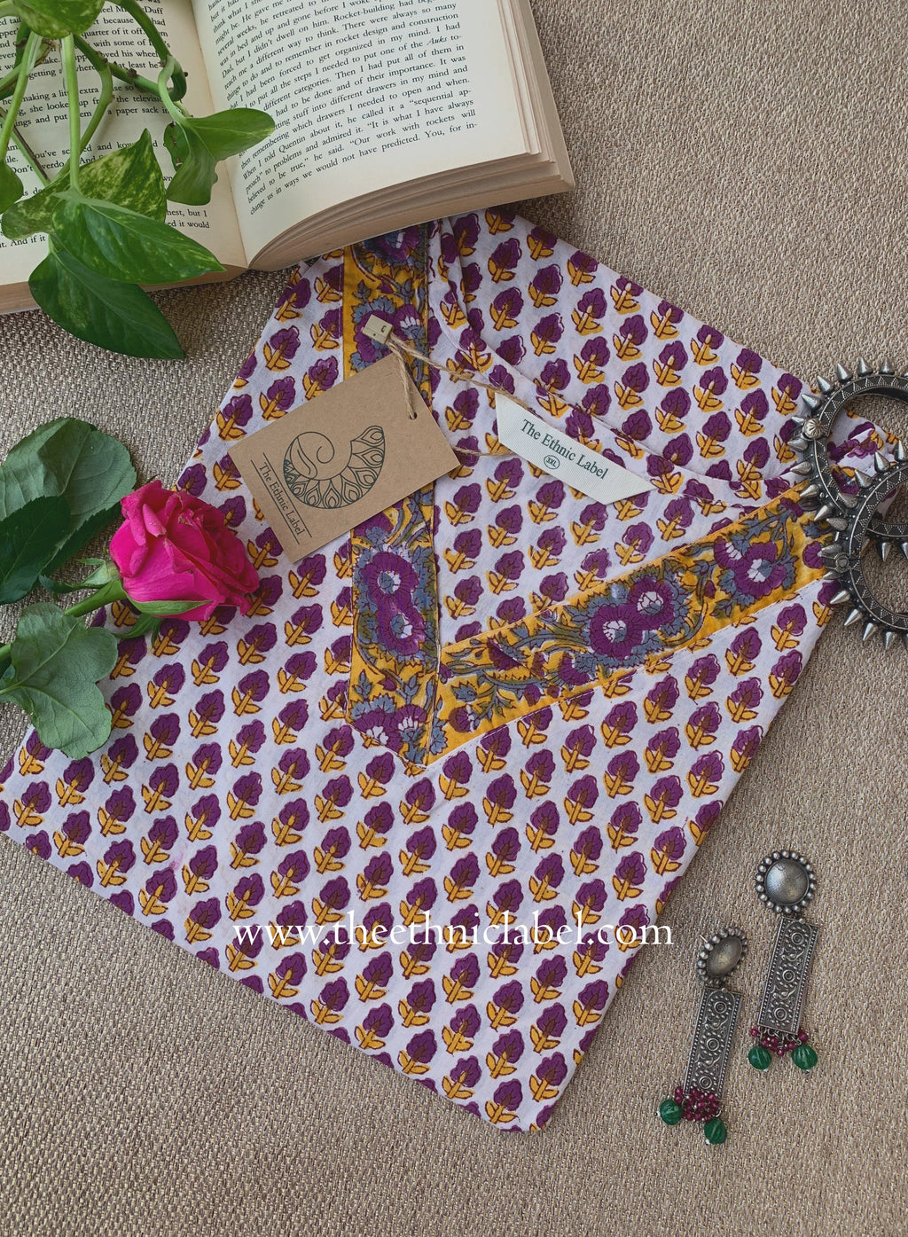 "Jannat" Hand Block Printed Cotton kurta - 3XL