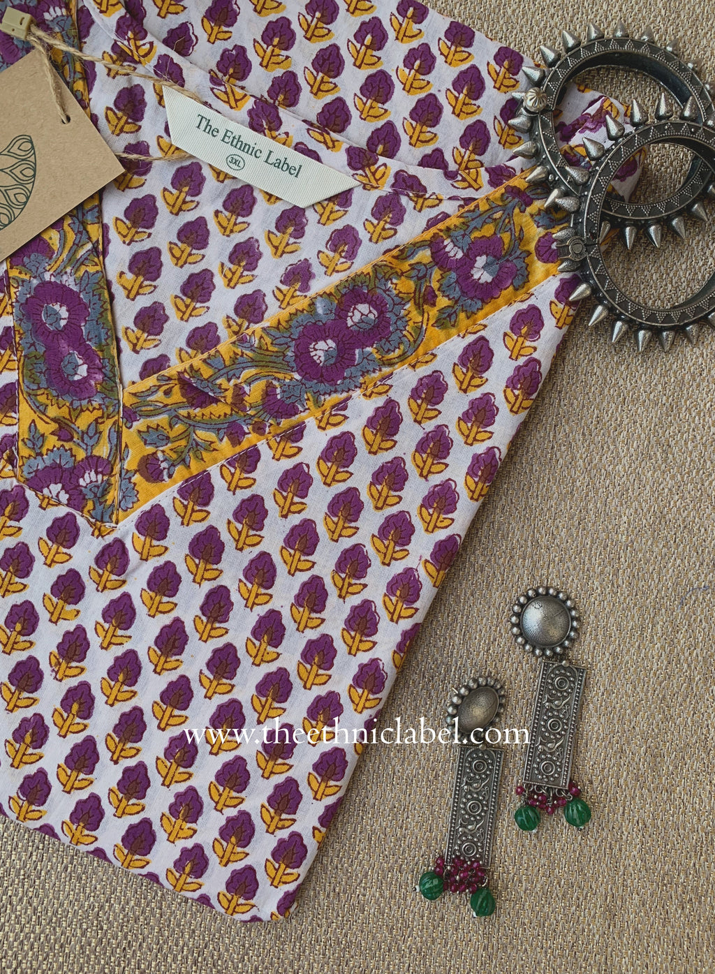 "Jannat" Hand Block Printed Cotton kurta - 3XL