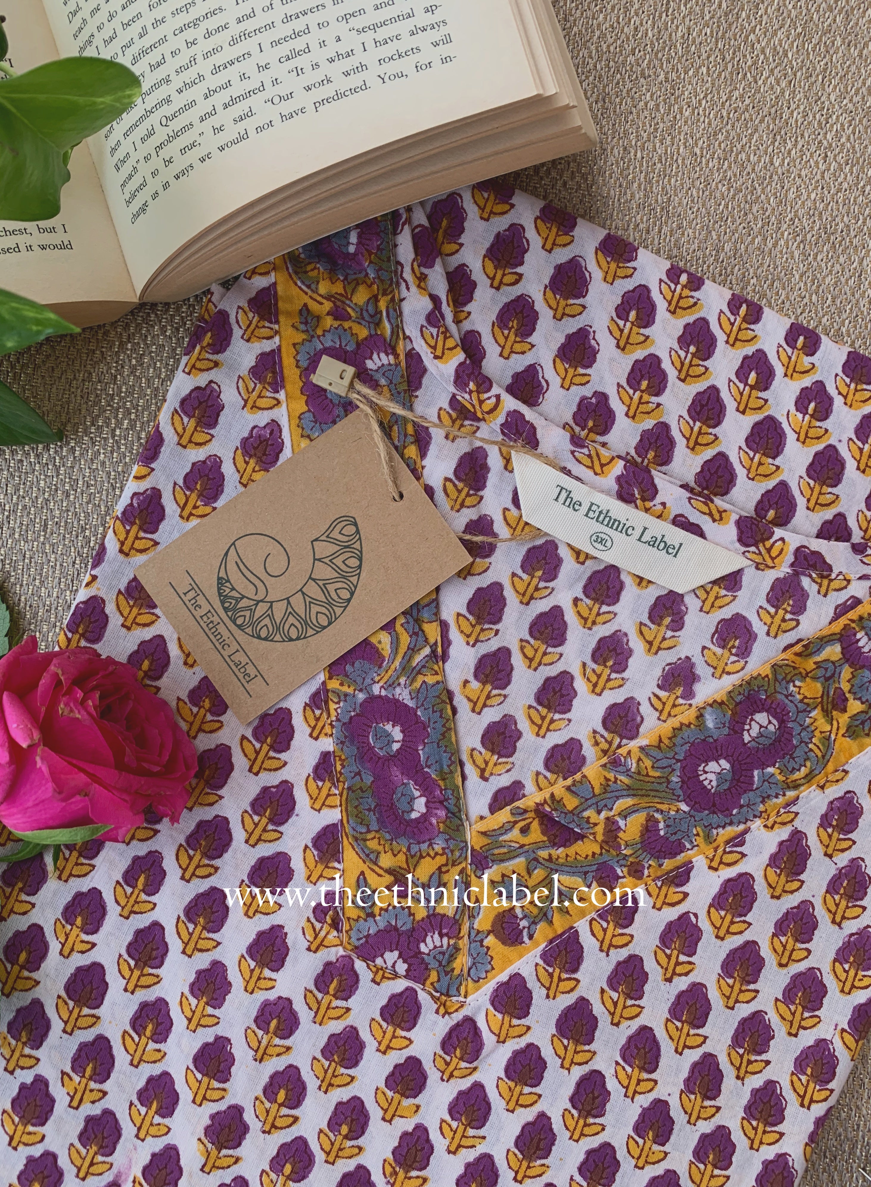 "Jannat" Hand Block Printed Cotton kurta - 3XL