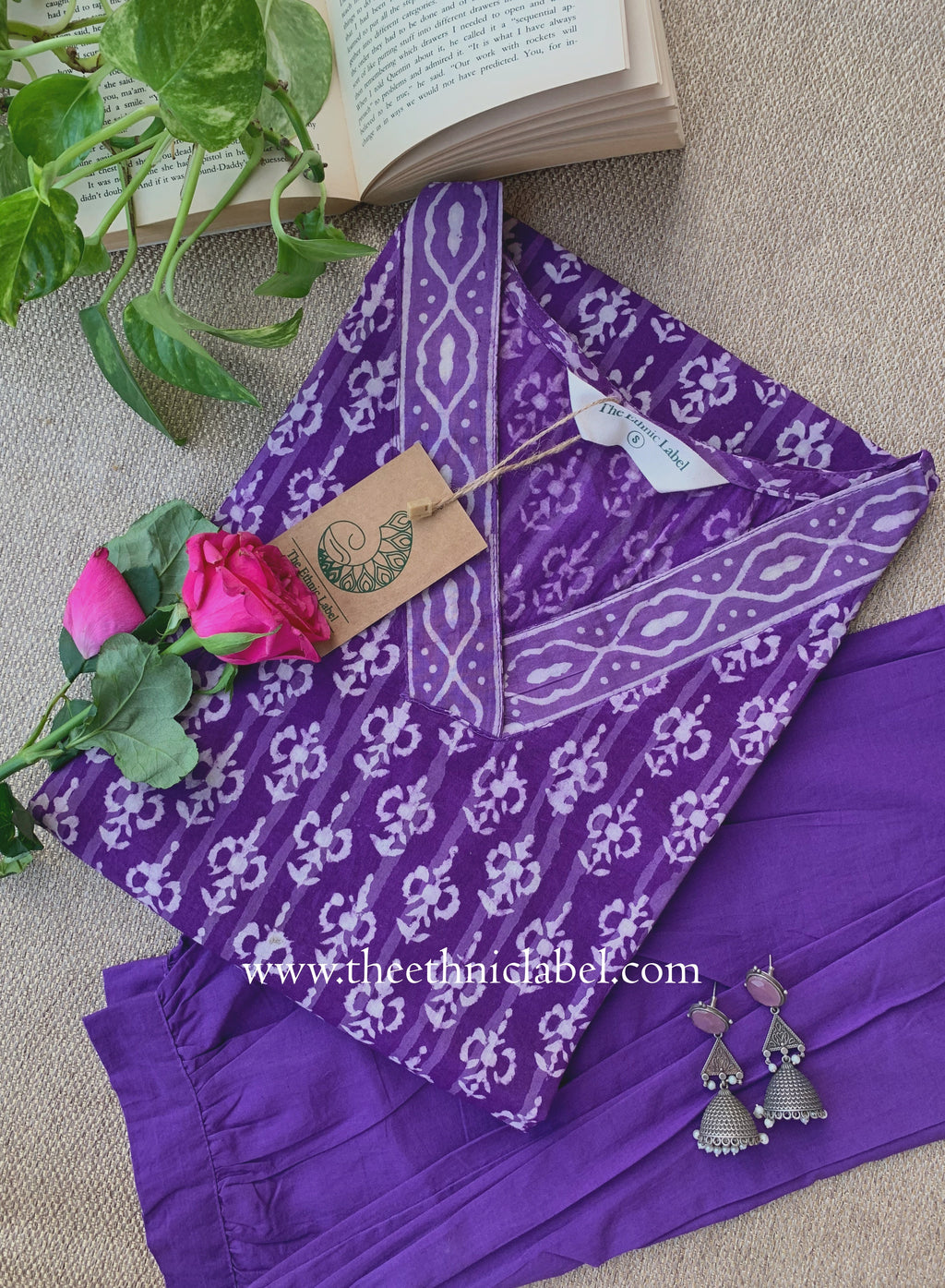 "Karwaah" Hand Block Printed Cotton kurta and pant set-2pc