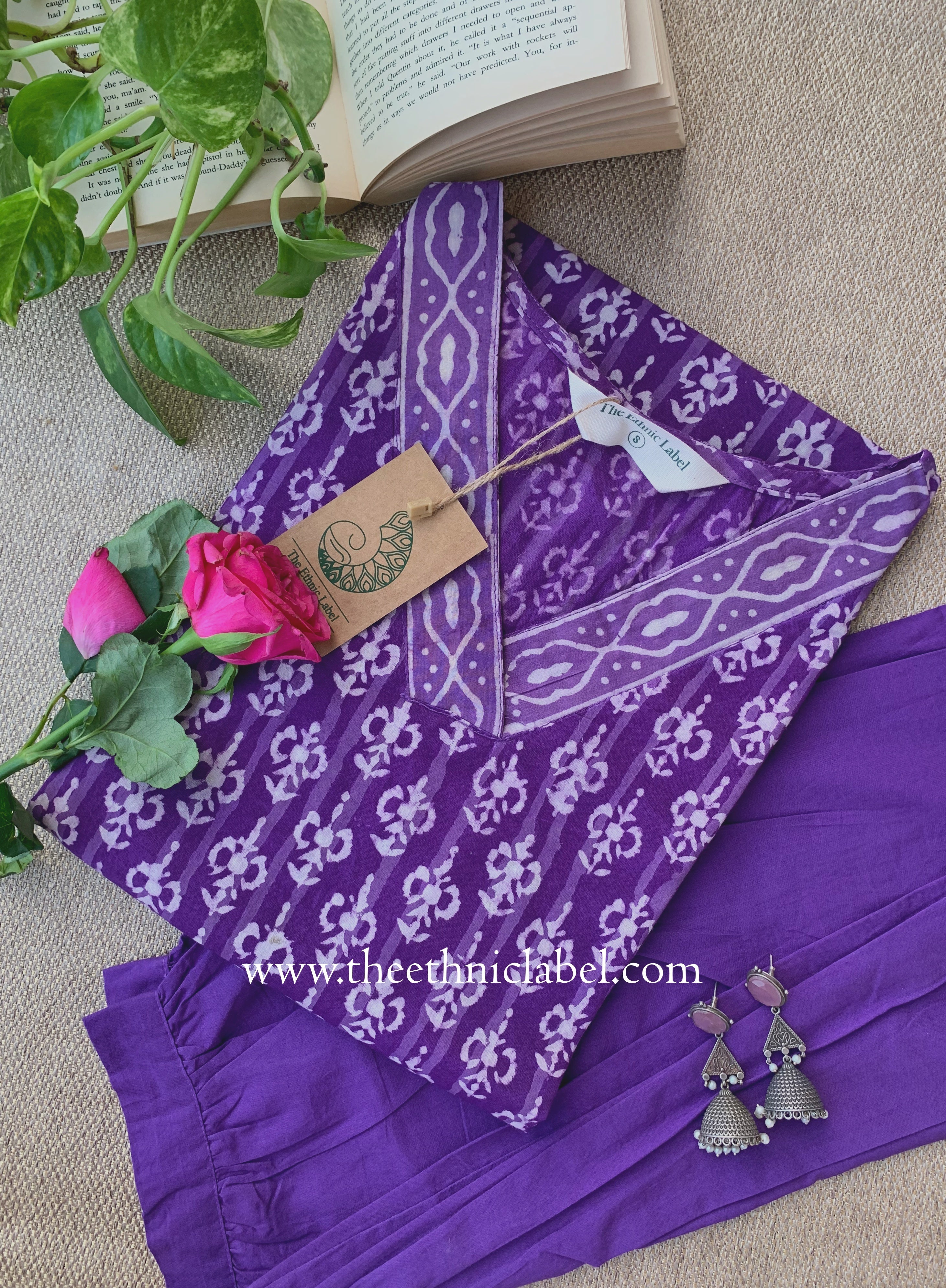 "Karwaah" Hand Block Printed Cotton kurta and pant set-2pc