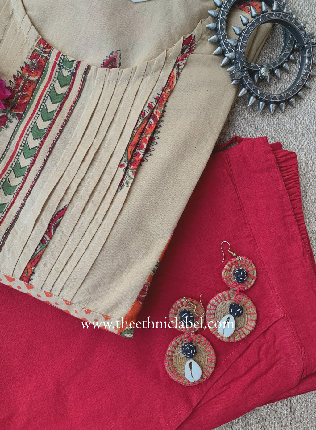 "Chandan" Hand Block Printed Cotton kurta pant set- 2pc