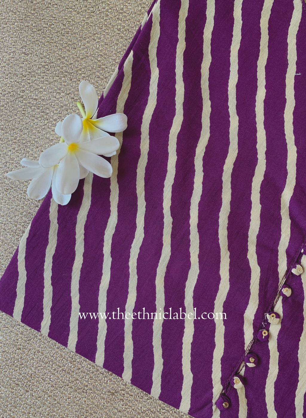 "Tamanna" Wine Lehirya Cotton kurta - Big Size