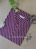 "Tamanna" Wine Lehirya Cotton kurta - Big Size