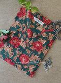 "Basant" Green Block Printed Cotton kurta - Big Size