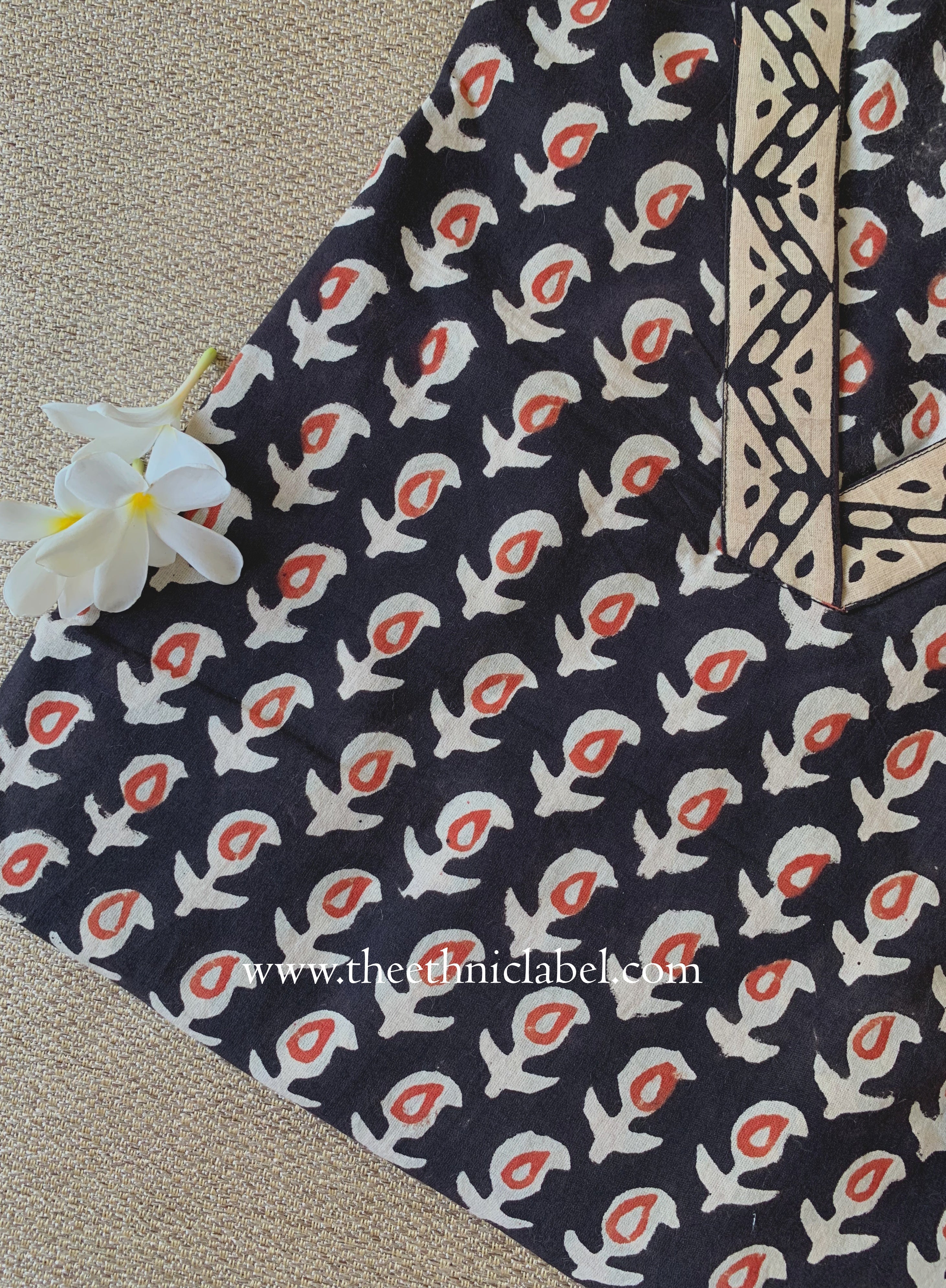 "Chhapai" Hand Block Printed Bagru Cotton kurta