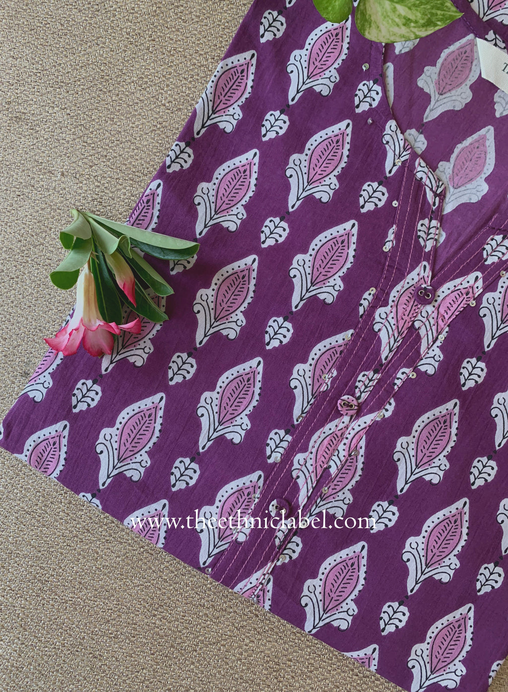 "Kali" Purple Cotton kurta - Big Size