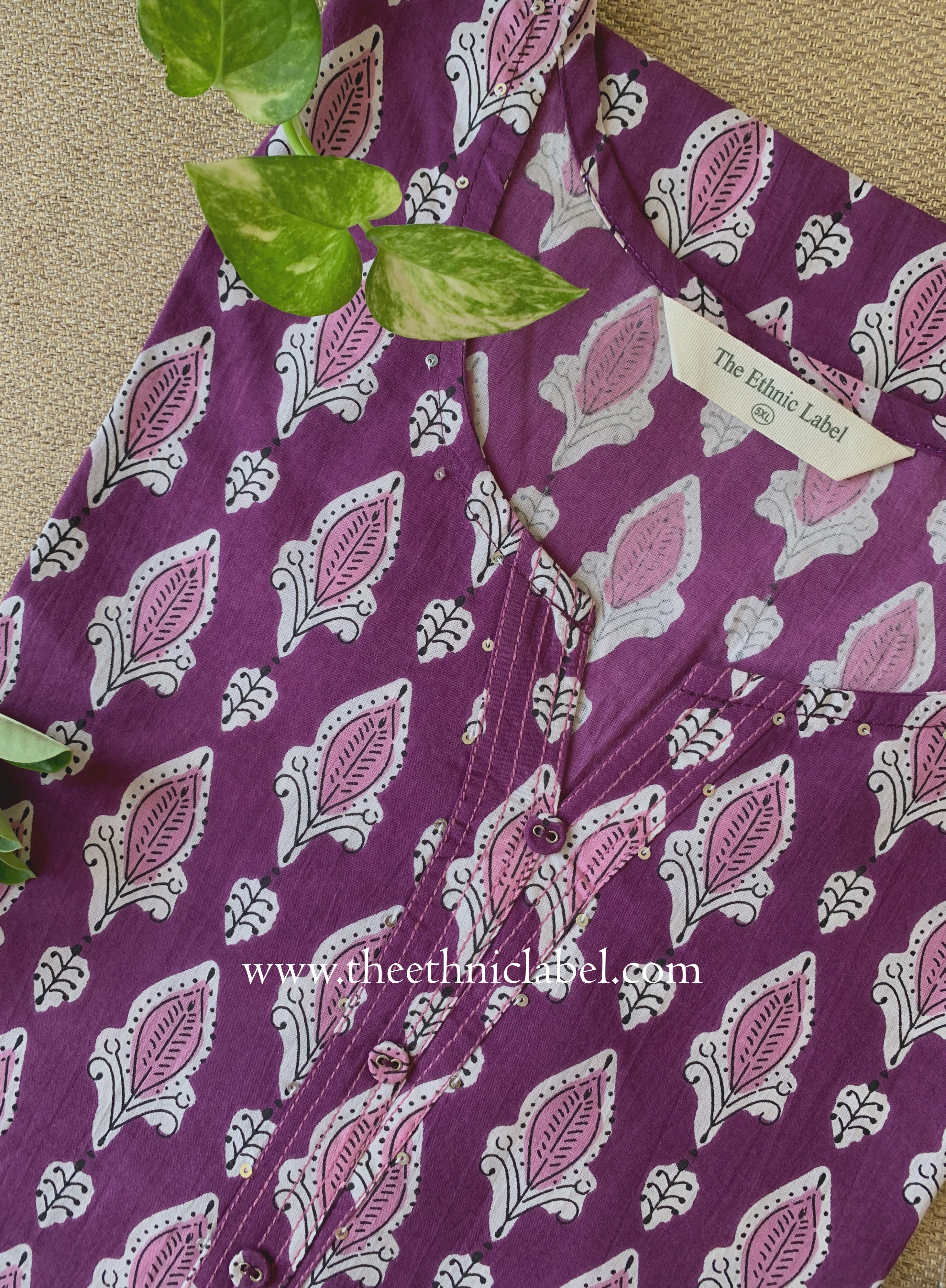 "Kali" Purple Cotton kurta - Big Size