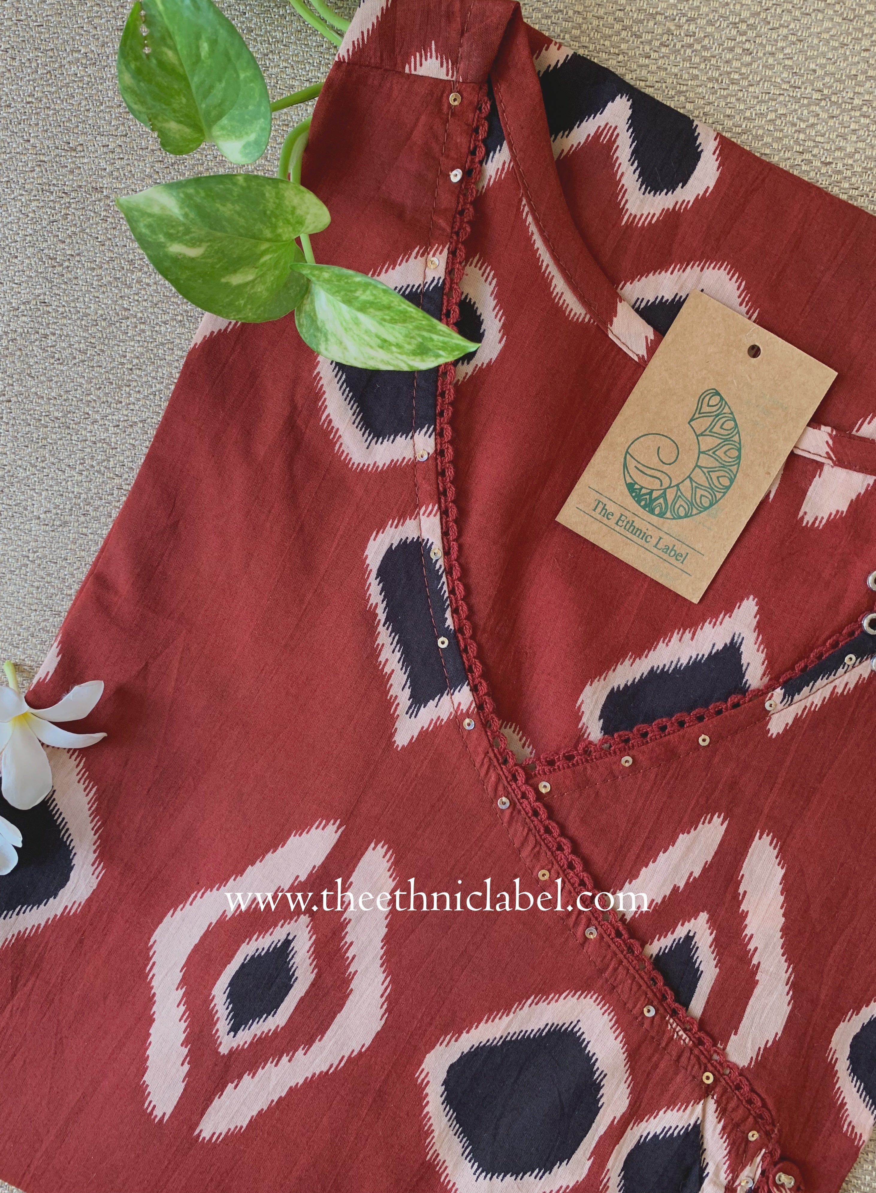 "Falak" Maroon Cotton kurta - Big Size